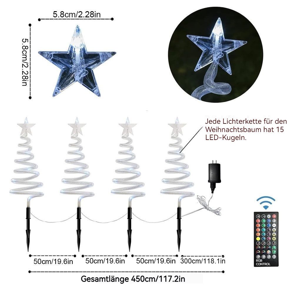 QUBEBU LED-Lichterkette Garten Weihnachten Beleuchtung 4er Spiralpfahl-Lich günstig online kaufen