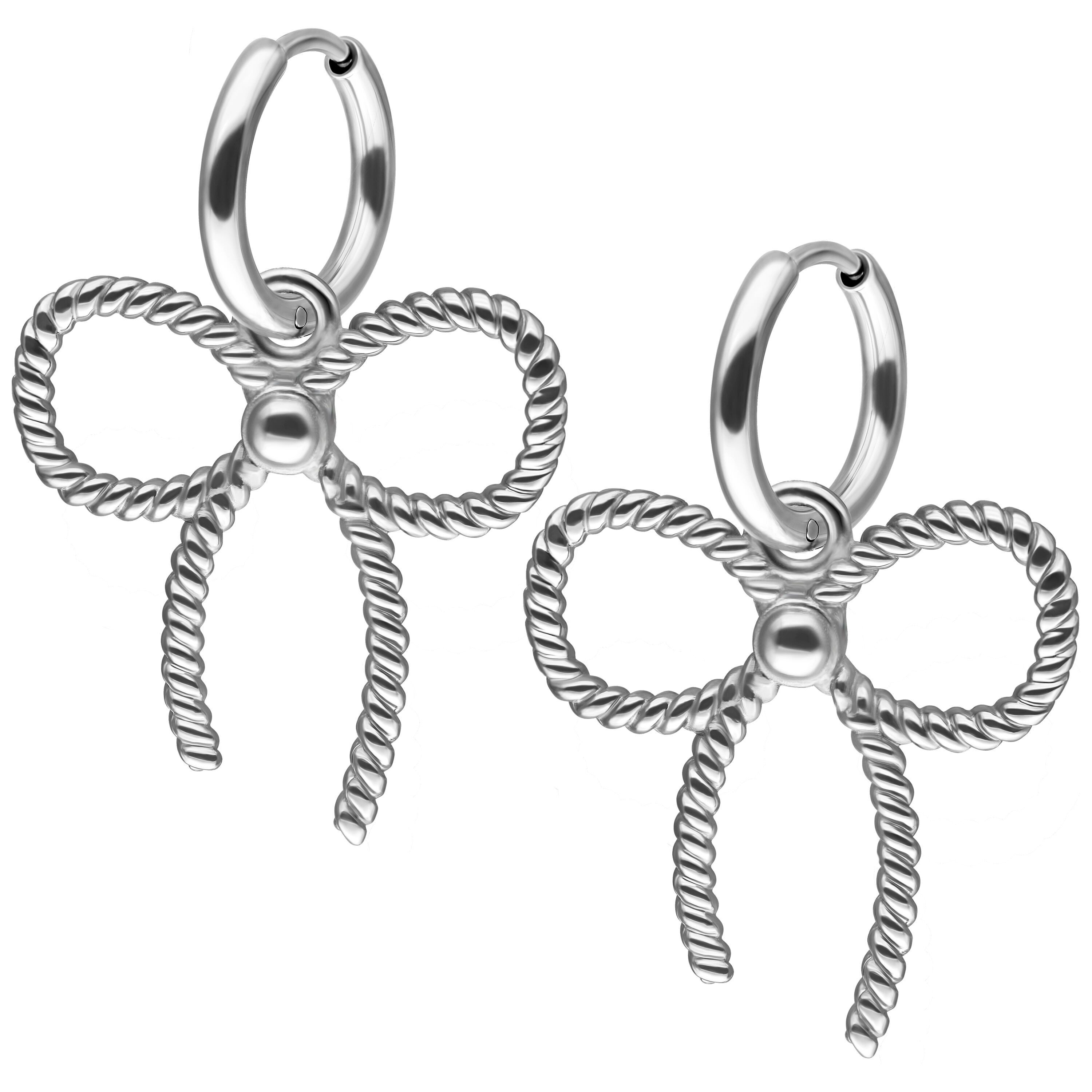 Paar Ohrhänger Little Twisted Bow Hoops - Silber