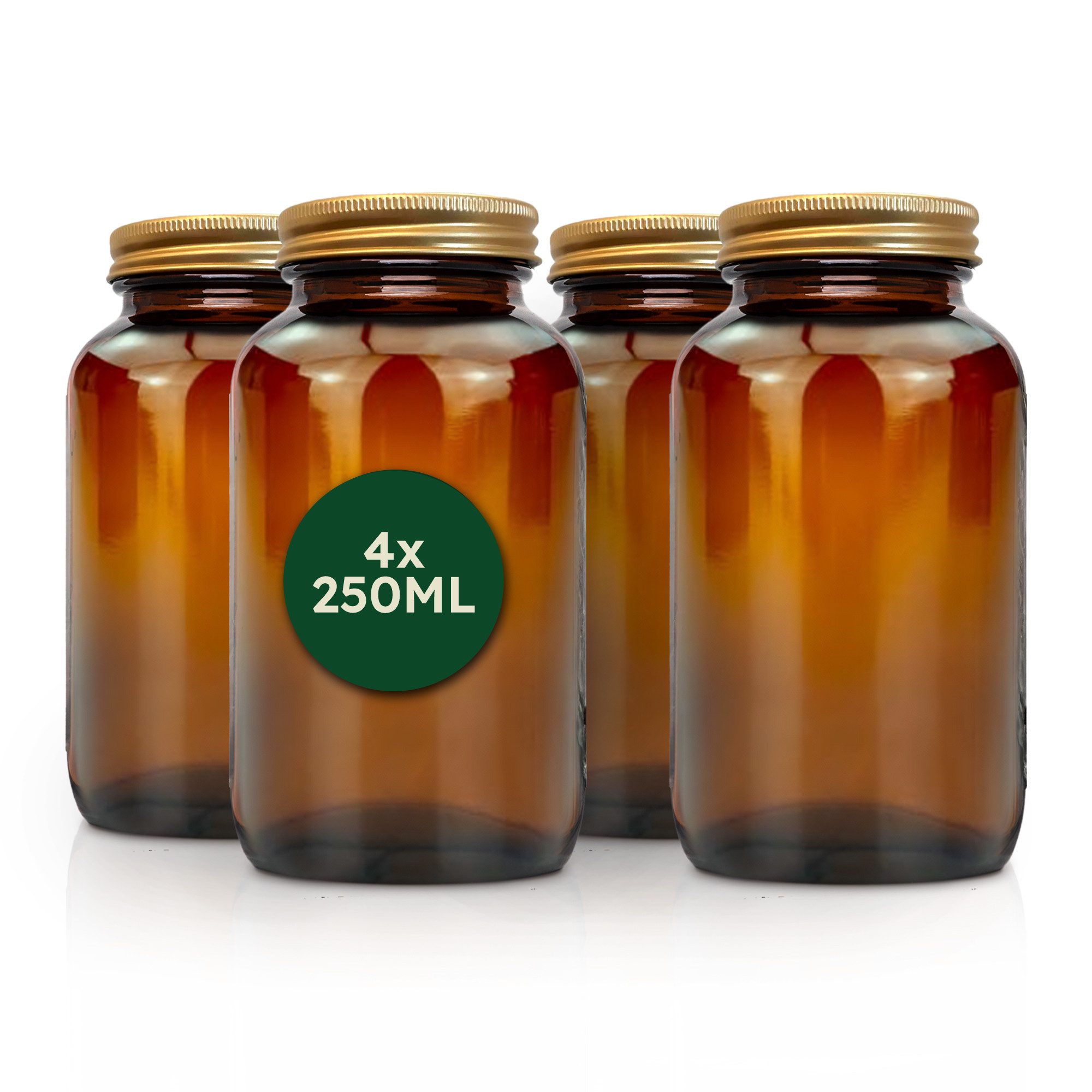 Nature Basics Vorratsglas Vorratsdosen Glas Set - 4 x 250 ml - Braunglas mit Gewinde, (4 x 250 ml)