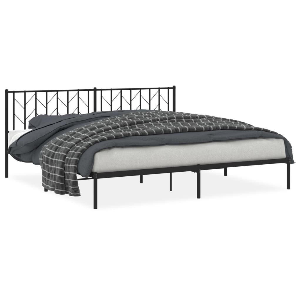 furnicato Bettgestell mit Kopfteil Metall Schwarz 200x200 cm (1-tlg) günstig online kaufen