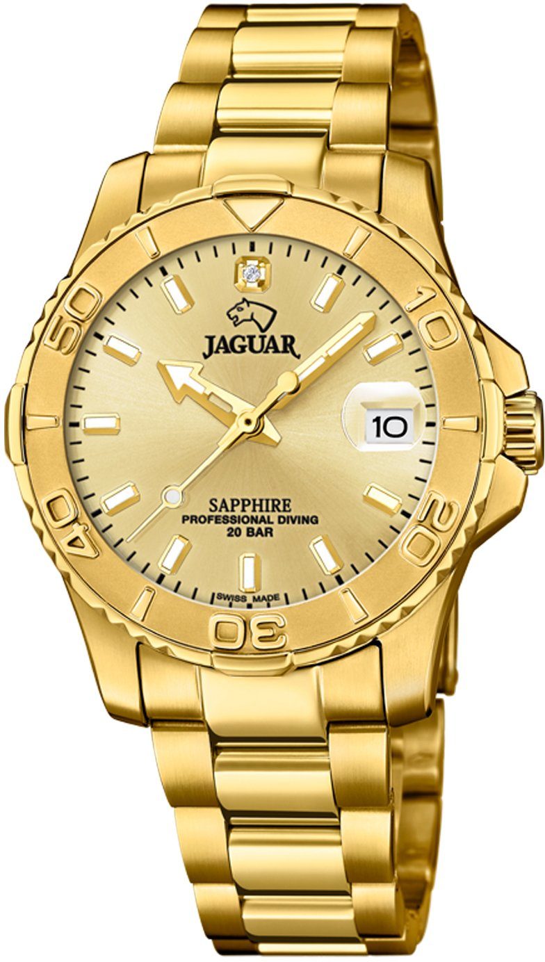 Jaguar Quarzuhr Executive Diver J898/2, Armbanduhr, Damenuhr, Saphirglas, Swiss Made, Edelstahlarmband