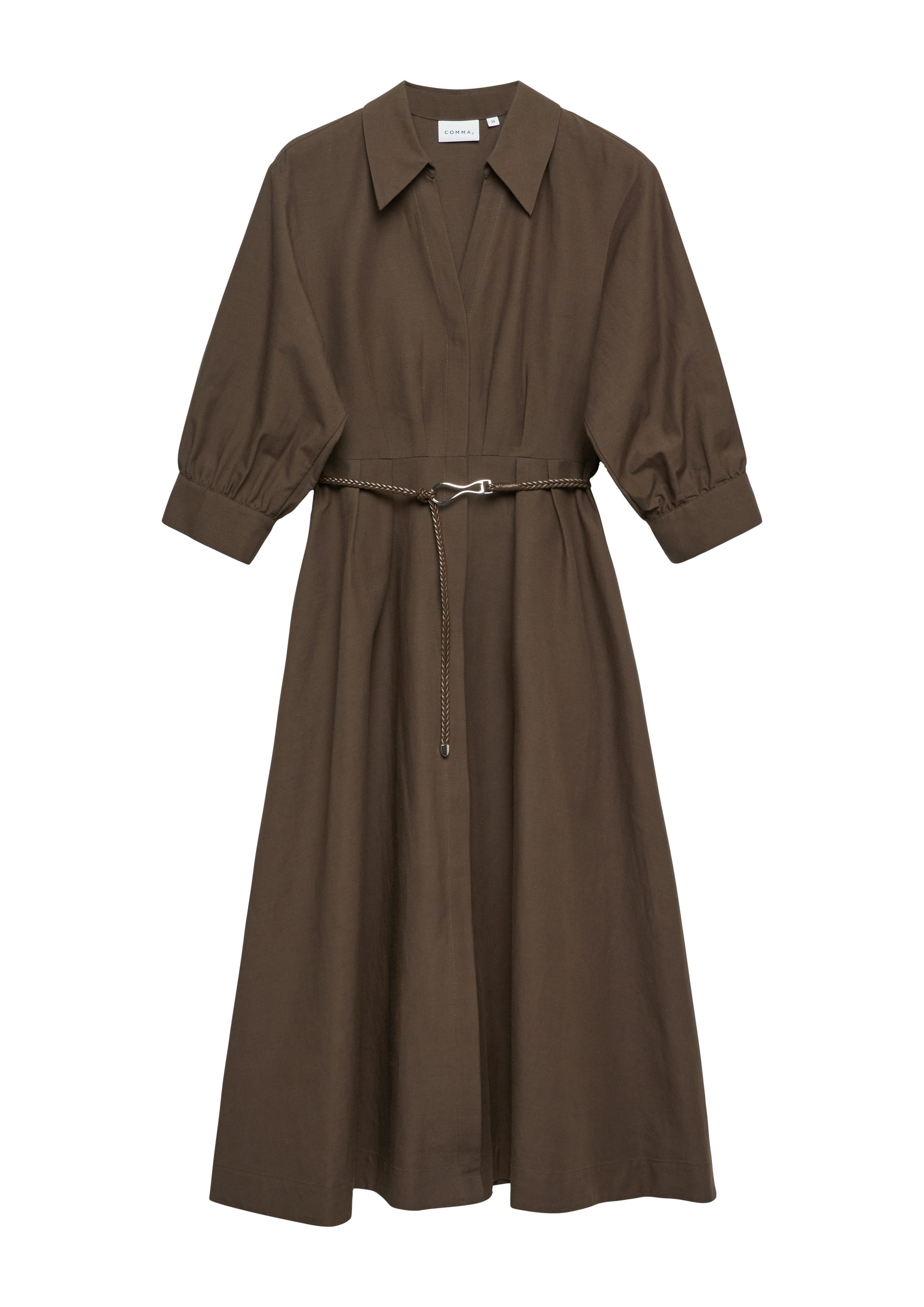 comma Blusenkleid Habalm Sommerkleid mit dekorativem Gürtel
