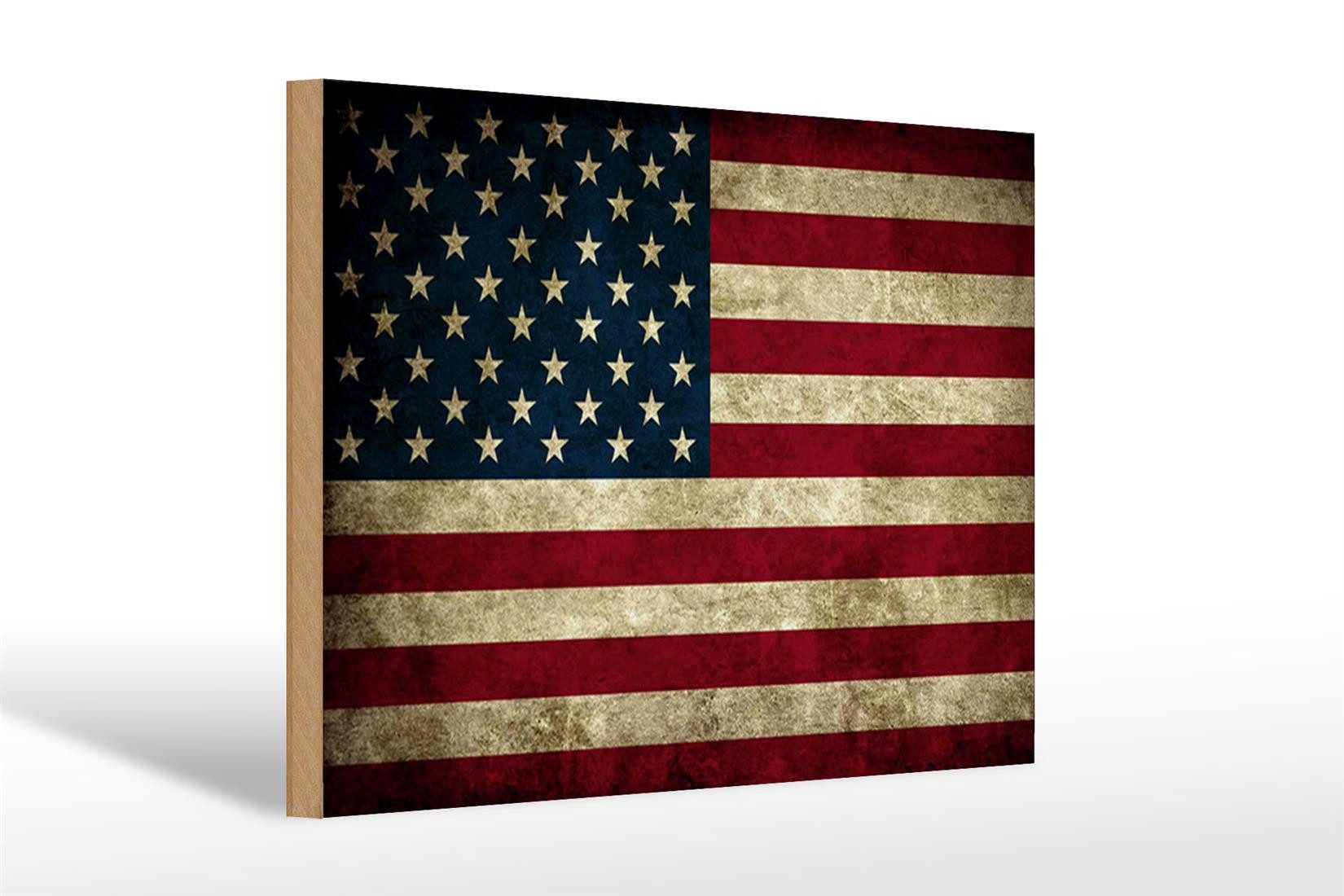 Femer GmbH Holzbild Flagge 30x20cm Vereinigte Staaten Amerika USA, Flaggen (1 St), Glatte Holzfaserplatte (MDF), vorn beschichtet