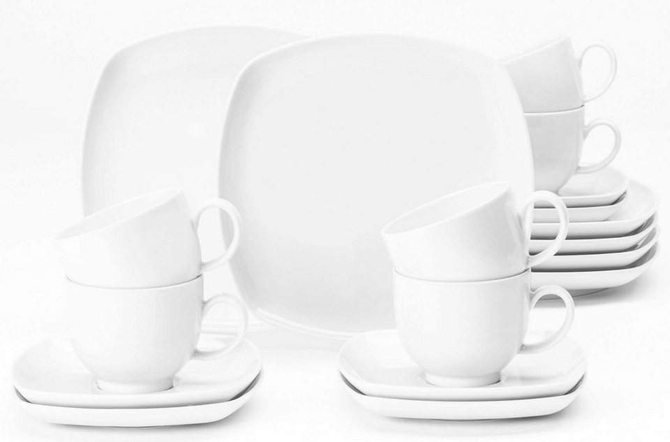 Seltmann Weiden Kaffeeservice Geschirr-Set, Service Lido (18-tlg), 6  Personen, Porzellan, harmonische Formensprache, Made in Germany, 18 Teile,  für 6 Personen, Kaffeeservice aus dem Hause Seltmann Weiden