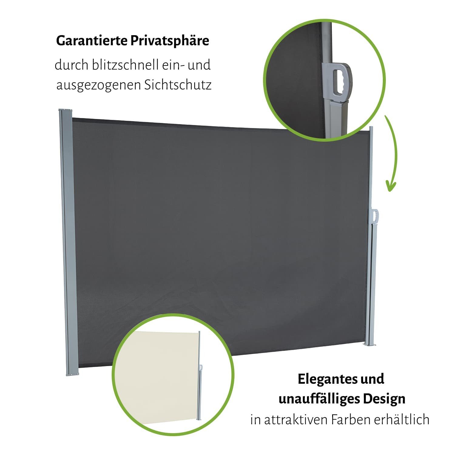 empasa Seitenarmmarkise "START 2.0" ausziehbar mit Standfuß / Sichtschutz Windschutz