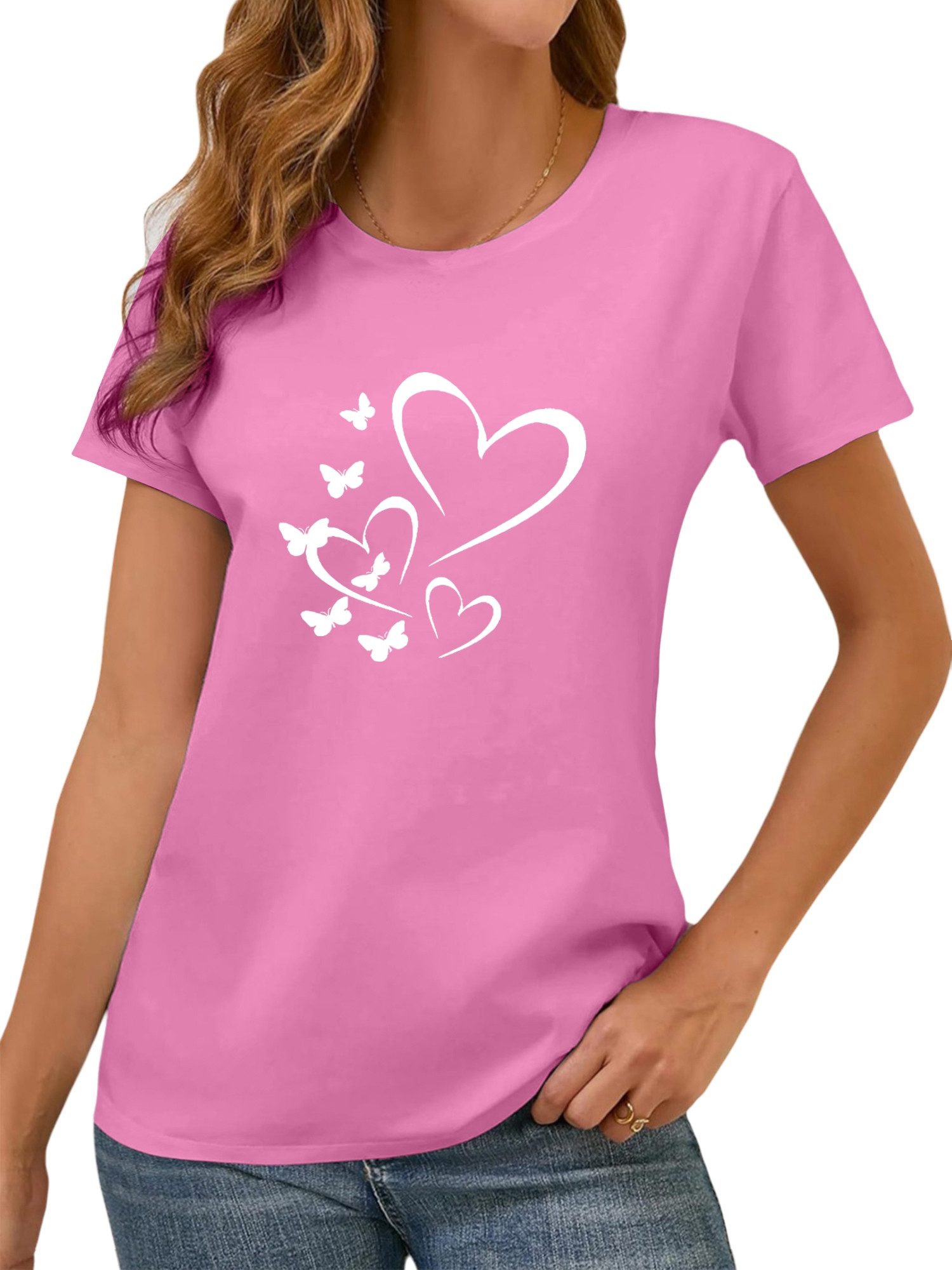 PYL Rundhalsshirt Damen Sommer Casual T-Shirt günstig online kaufen