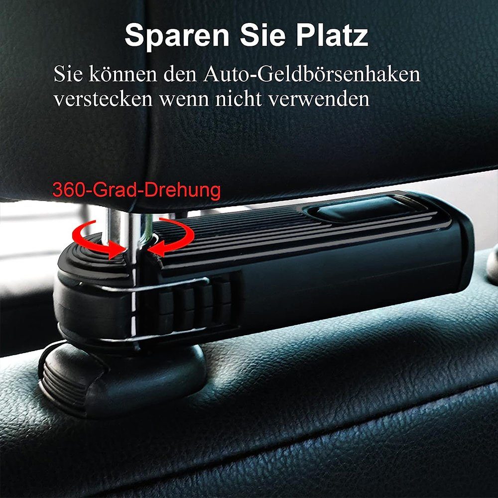 TUABUR Dekohaken Auto-Kopfstützen-Haken, 2-in-1-Halterung, Handyhalter,  360° drehbar