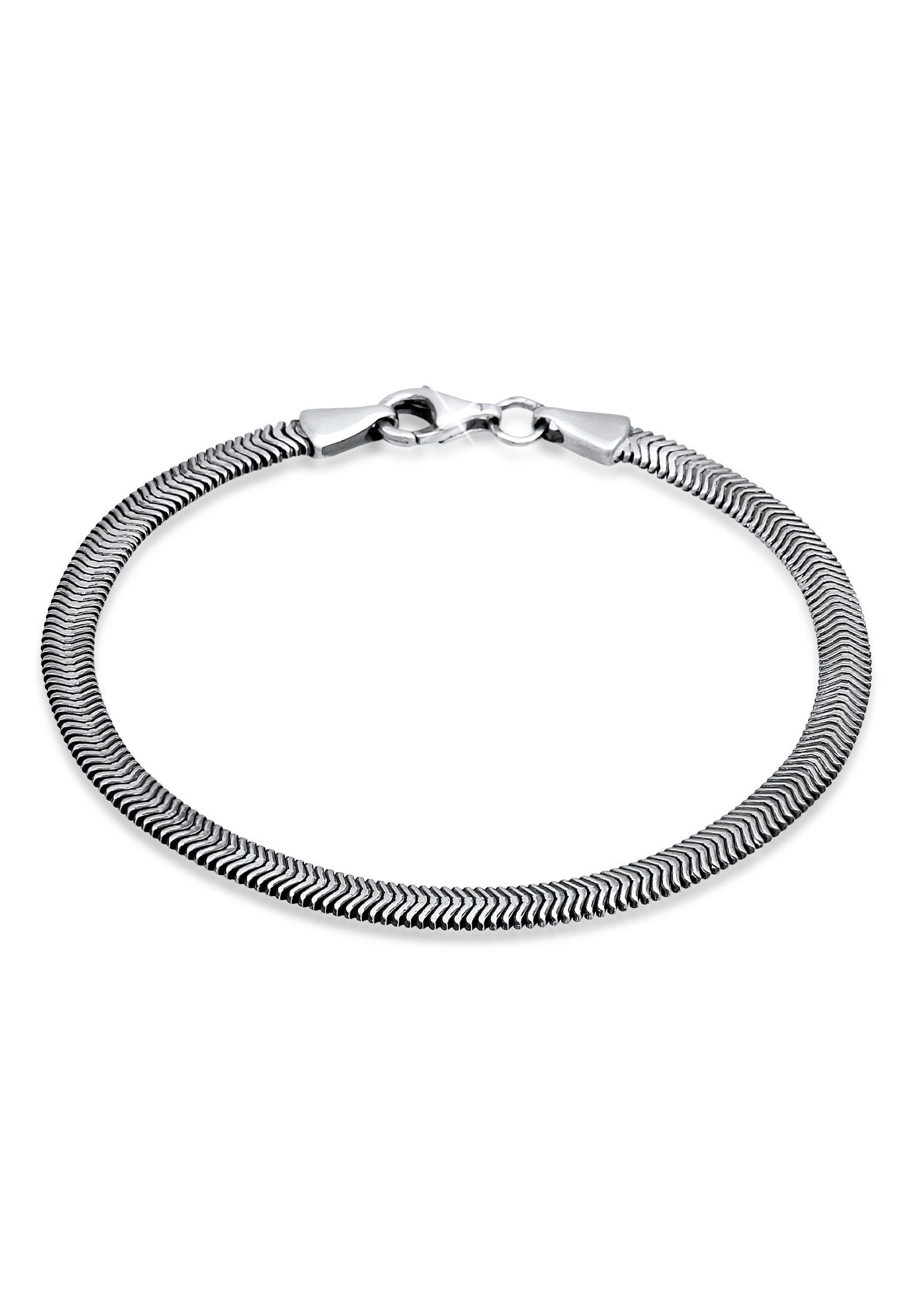 Flach Schwarz Armband 925 Kuzzoi Fischgräte Schlangenkette Silber Elegant