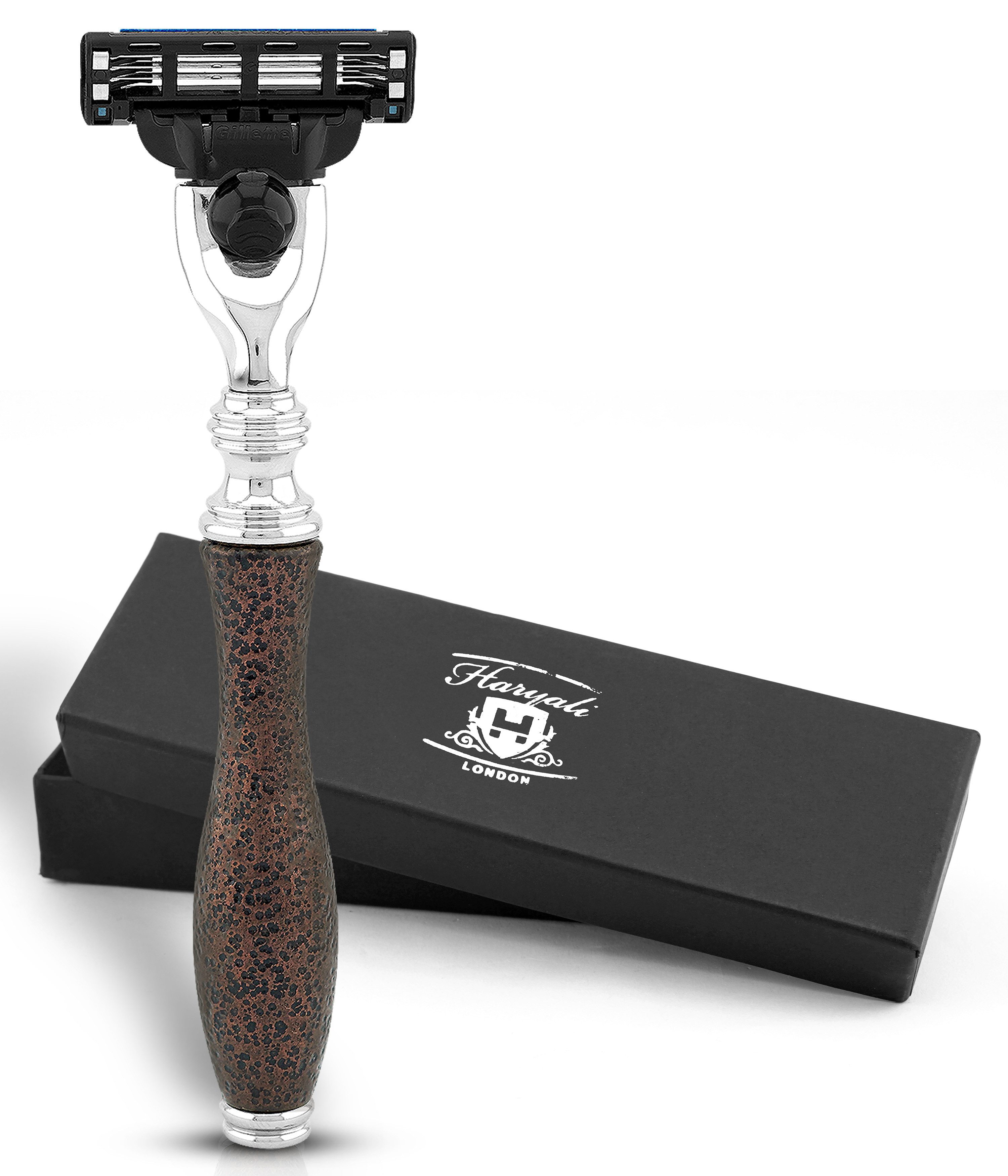 Nassrasierer Premium 3-Klingen-Rasierer für Damen & Herren, Kastanienbraun metallic