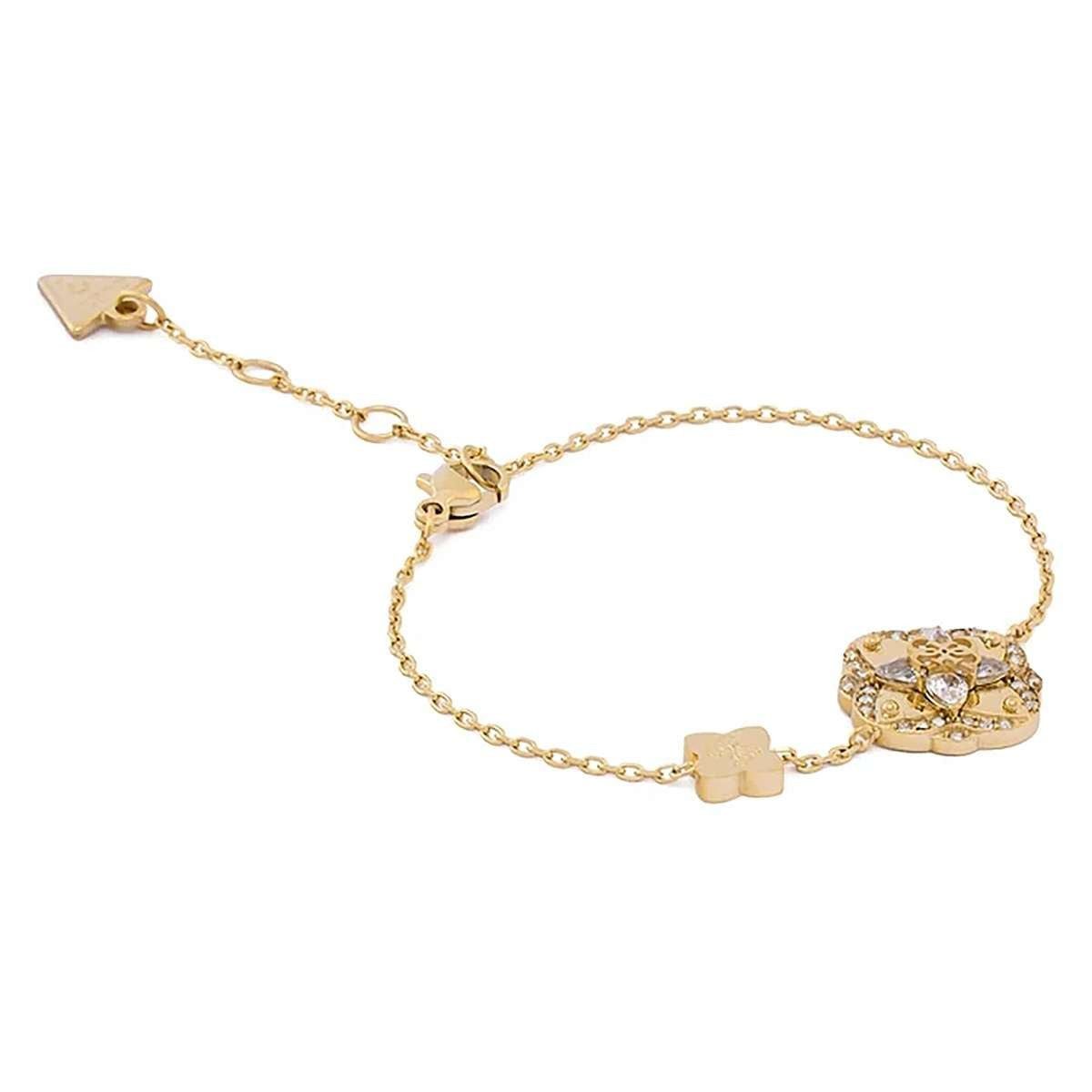 Guess Edelstahlarmband JUBB05503JWYGS, für Damen Leaf Goldfarben S