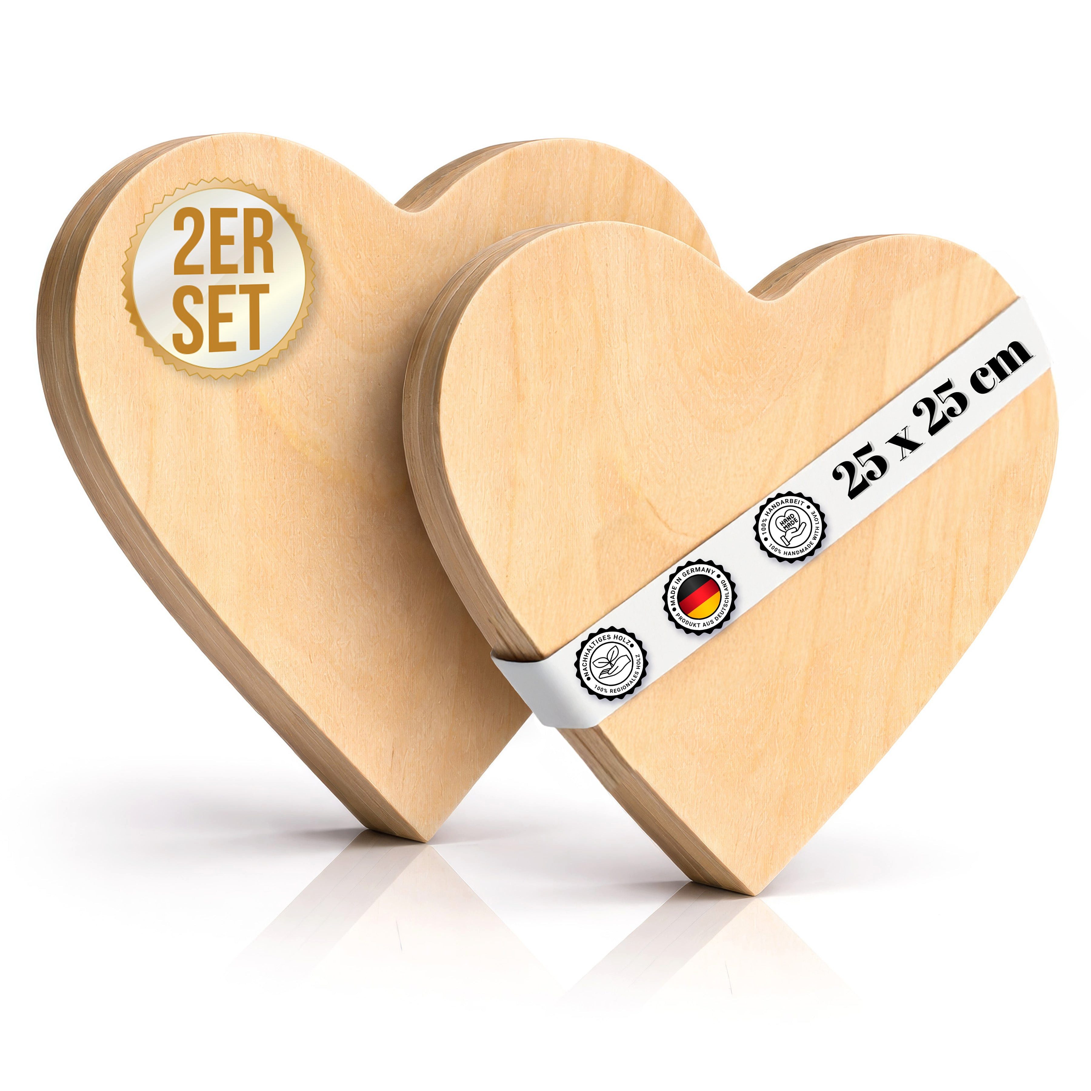 Kibun Wanddekoobjekt Holzherz 25x25 cm zum Beschriften & Bemalen XXL Holz Herz (Handemade aus Bayern), als Fensterdeko Hängend, Herz Deko & Verlobungsgeschenk