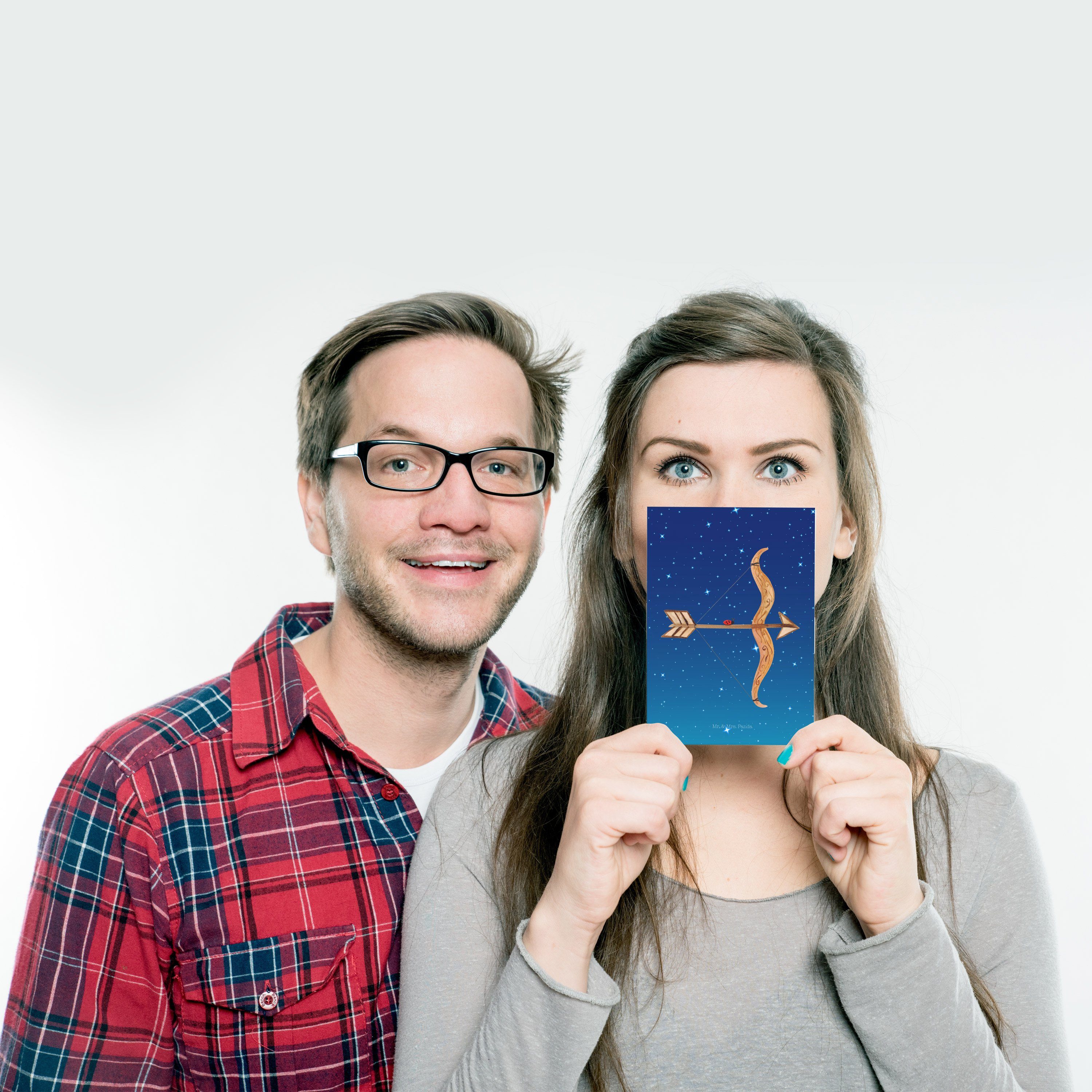 Mr. & Mrs. Panda - Sternzeichen Blau Schütze Sternenhimmel Geschenk, Geschenk - Dezemb Postkarte