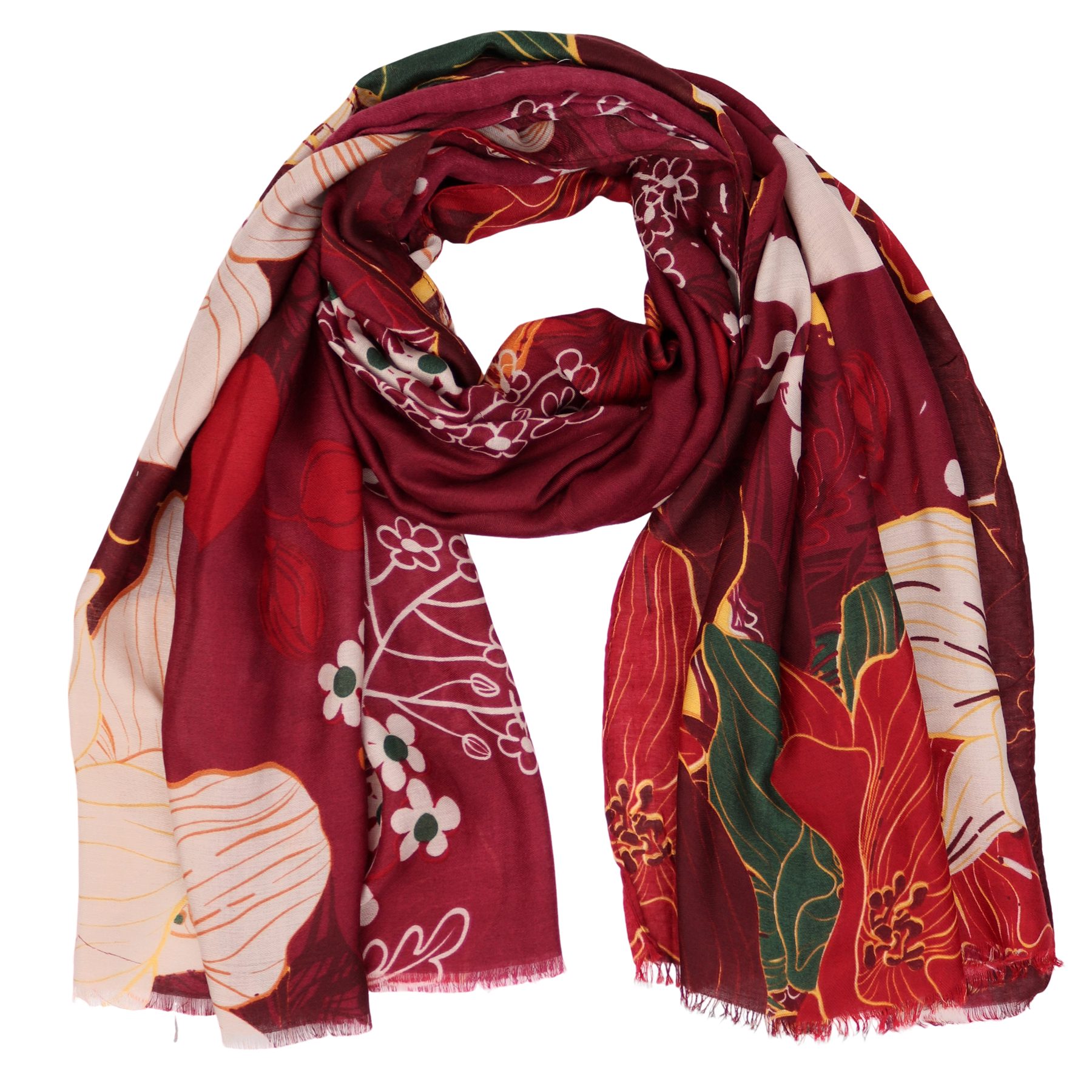 MIRROSI Modeschal Weich XXL ca.85x180cm Schal Bunt Blumen, (Kollektion Herbst/Winter 2025), Damen Halstuch ideal für Herbst und Winter oder Ganzesjahr