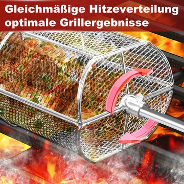Clanmacy Grillspieß Grillkörbe Edelstahl-Grillkorb für Grill Grillspieß Drehspieß