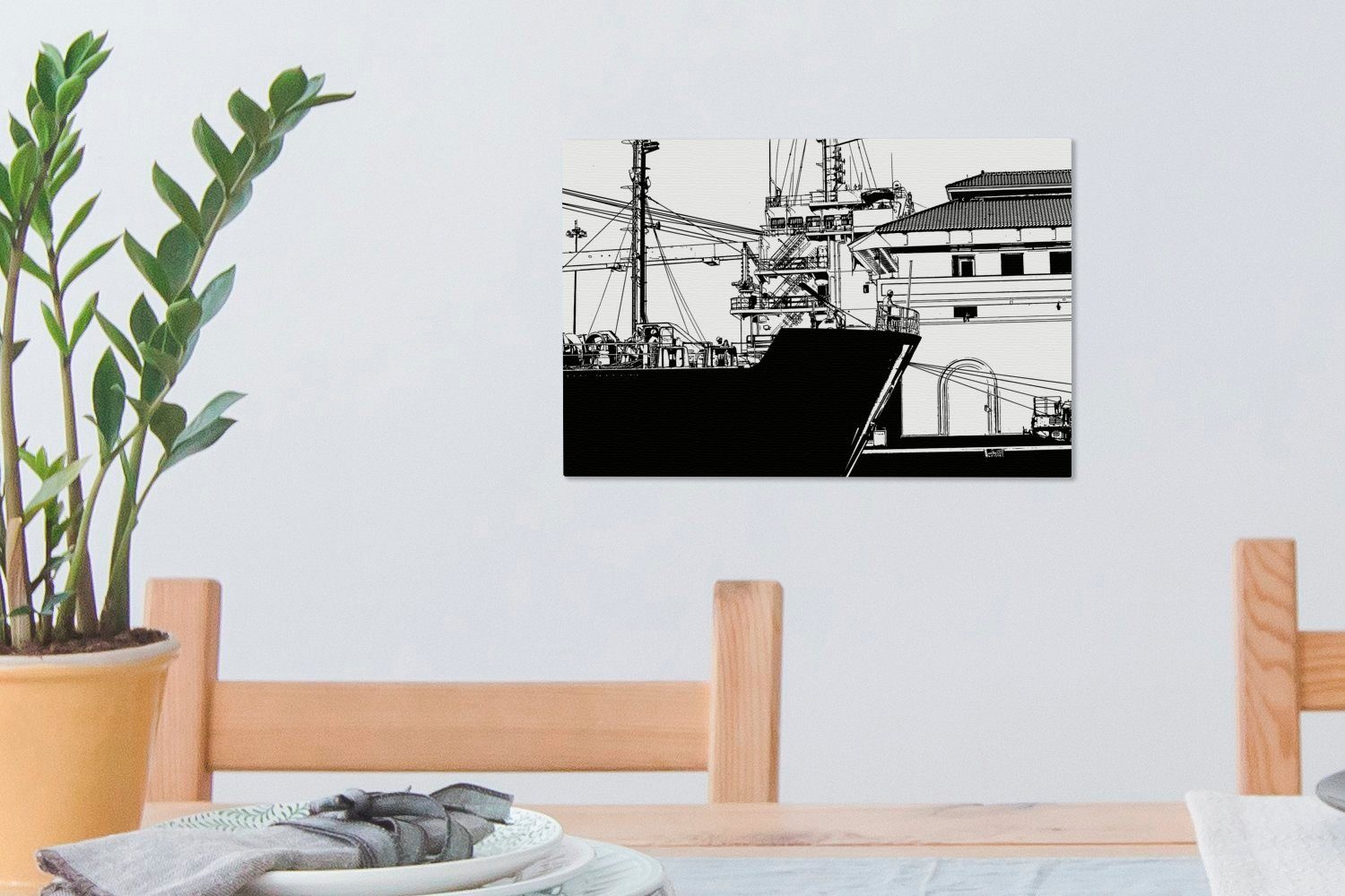 Illustration Leinwandbilder, 30x20 Aufhängefertig, eines Wandbild Wanddeko, Panamakanal, St), Schiffs OneMillionCanvasses® im Leinwandbild (1 cm