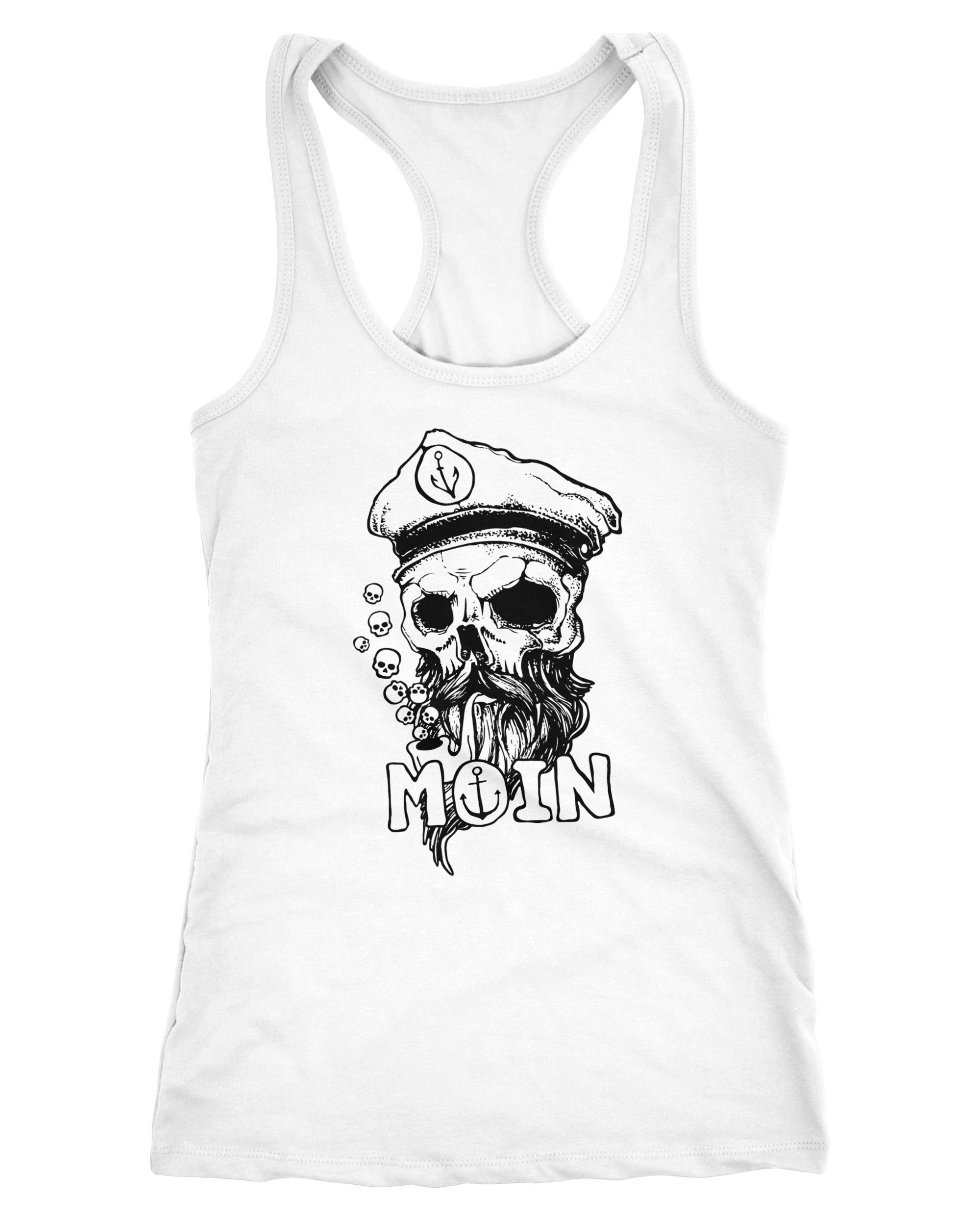 Neverless Tanktop Damen Tank-Top Moin Kapitän Totenkopf Anker Bart Hamburg Racerback