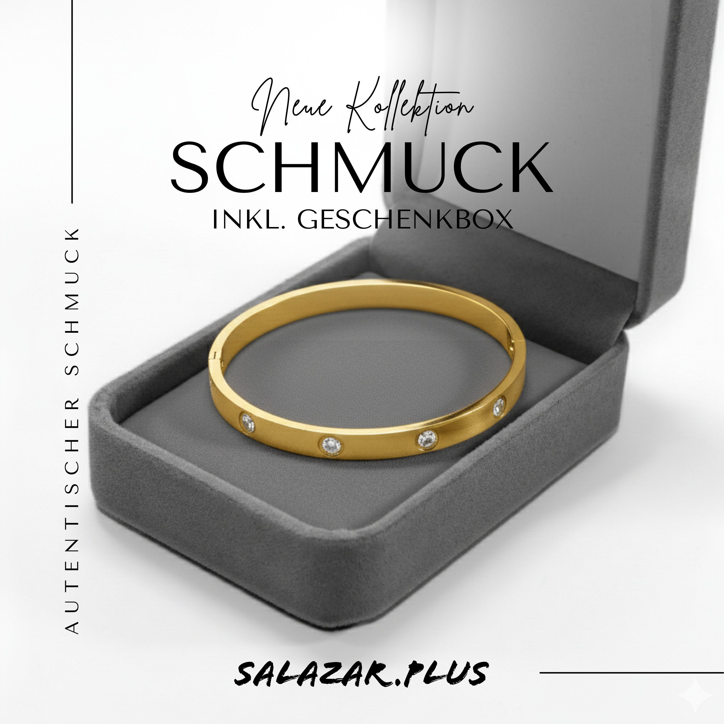 salazar.plus Armreif Luxus Damen Armband Edelstahl vergoldet silberfarben rose elegant, vergoldeter Edelstahl‑Armreif mit Zirkonia elegant hochwertig
