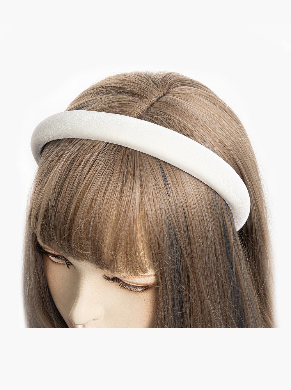 Haarreifen Wunderschön axy aus Vintage Gepolsterter Haarschmuck Damen Weiss Samt, Haarreif Haarreif Stirnband