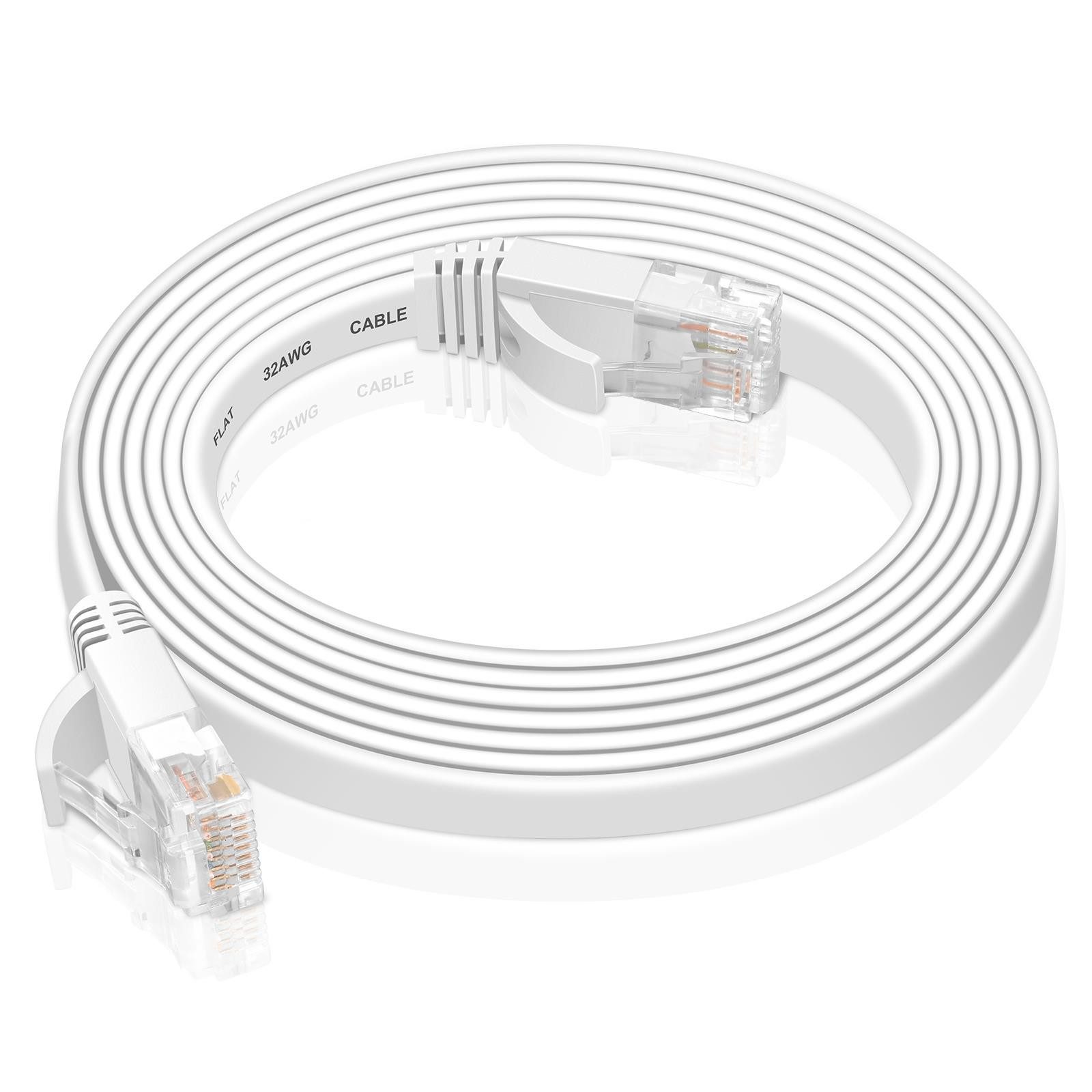 VERCO Cat 6 Netzwerkkabel flaches LAN-Kabel, RJ-45 (Ethernet), (300 cm), 10 / 100 / 1000 Mbits Geschwindigkeit bis 1 Gbits UTP Patchkabel