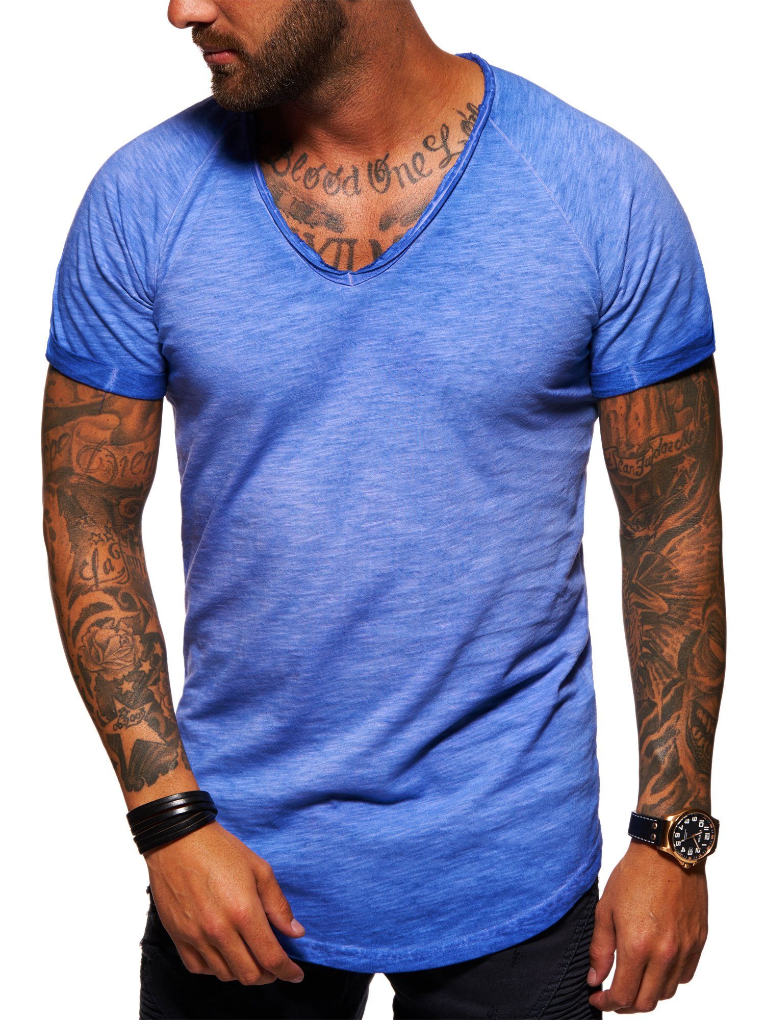 Style-Division Oversize-Look Basic SDSALEM T-Shirt im Blau
