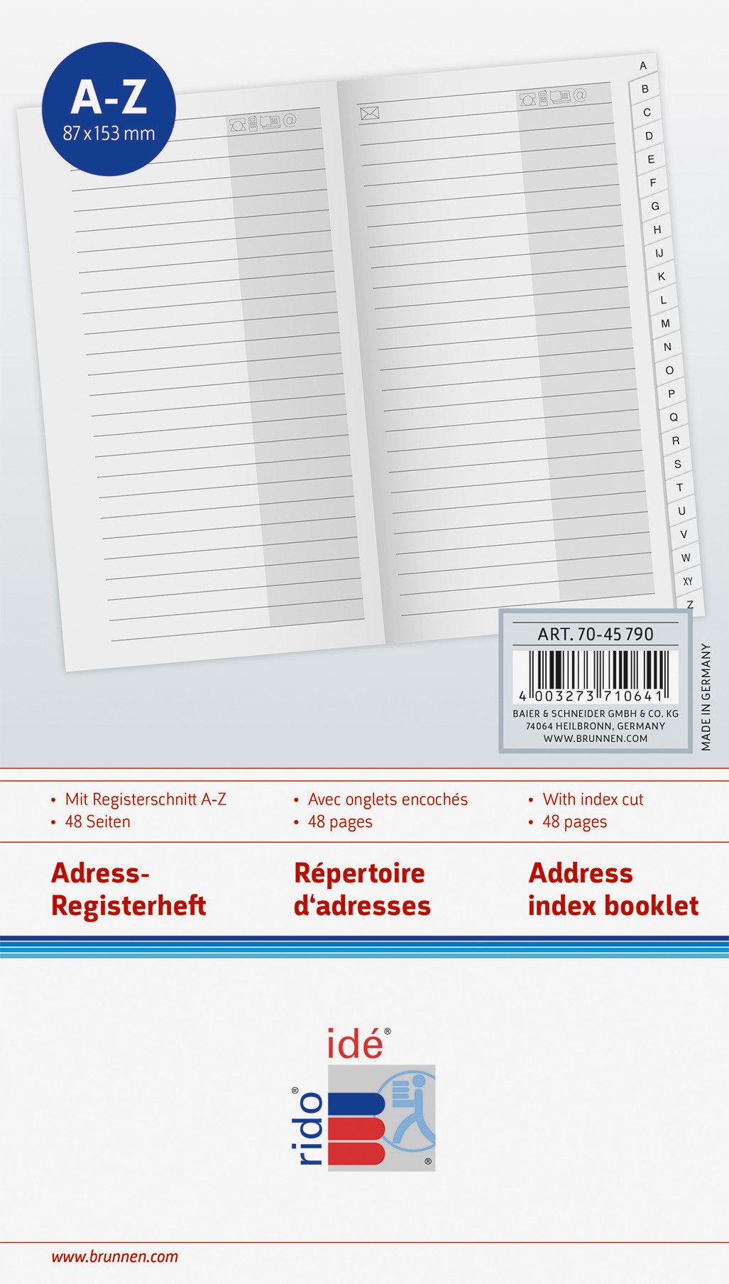 RIDO Notizbuch 2025 Rido AnschriftenheftMiniplaner Register