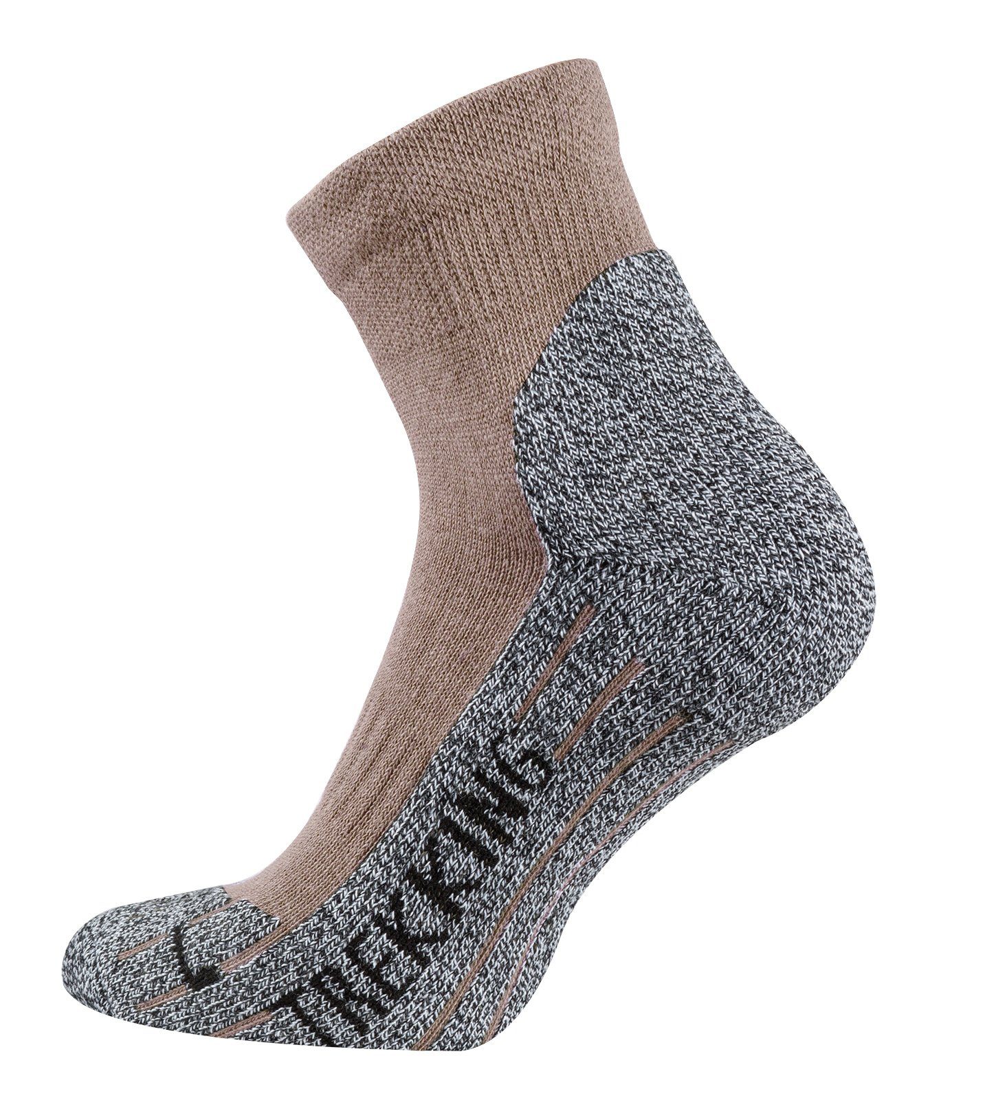 Beige Wandersocken Coolmax-Garn mit Kurzschaft Sportsocken TippTexx 24 4 Trekkingsocken, Paar