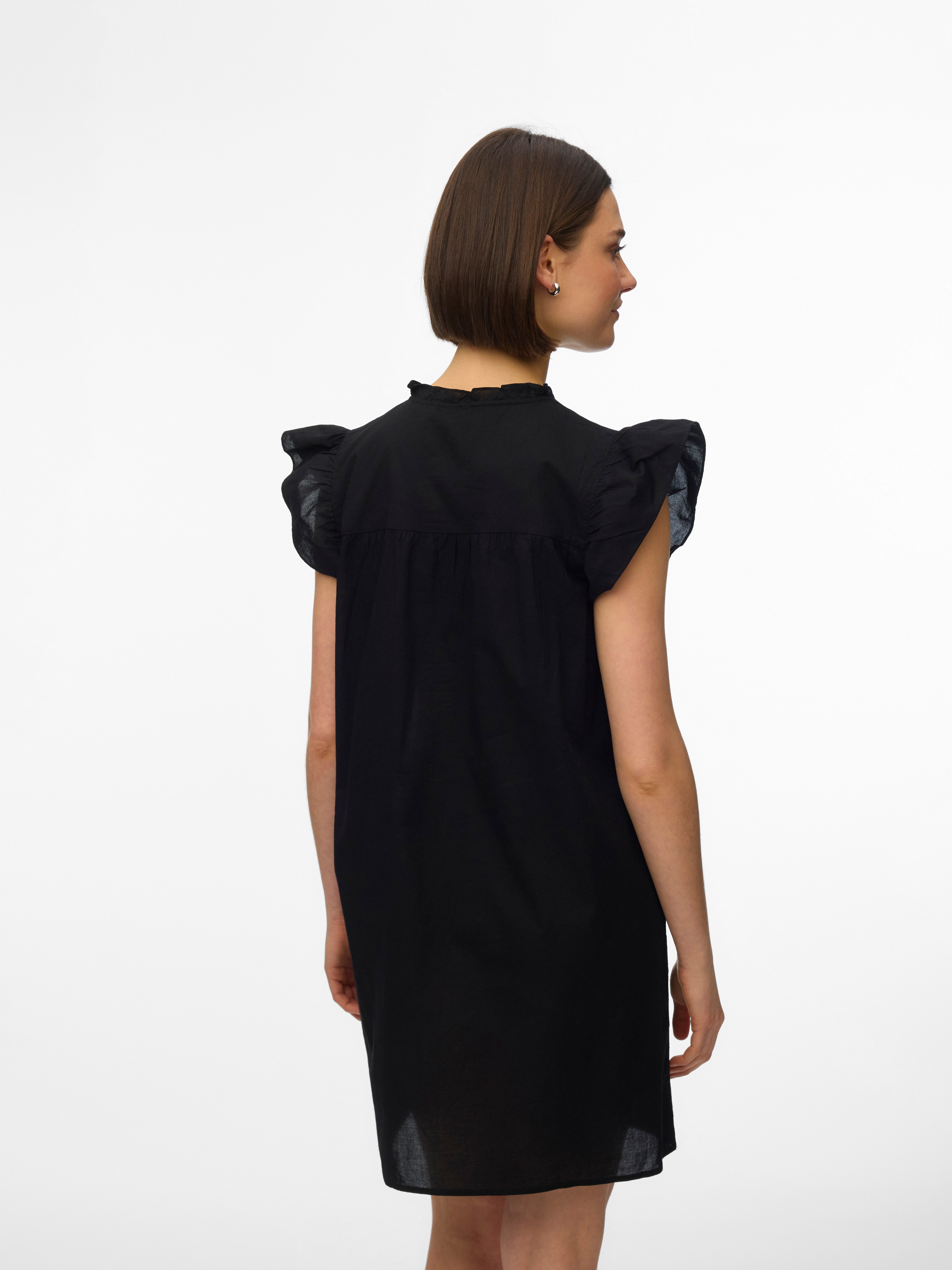 Vero Moda Minikleid VMLINE SS SHORT DRESS WVN NOOS Baumwolle