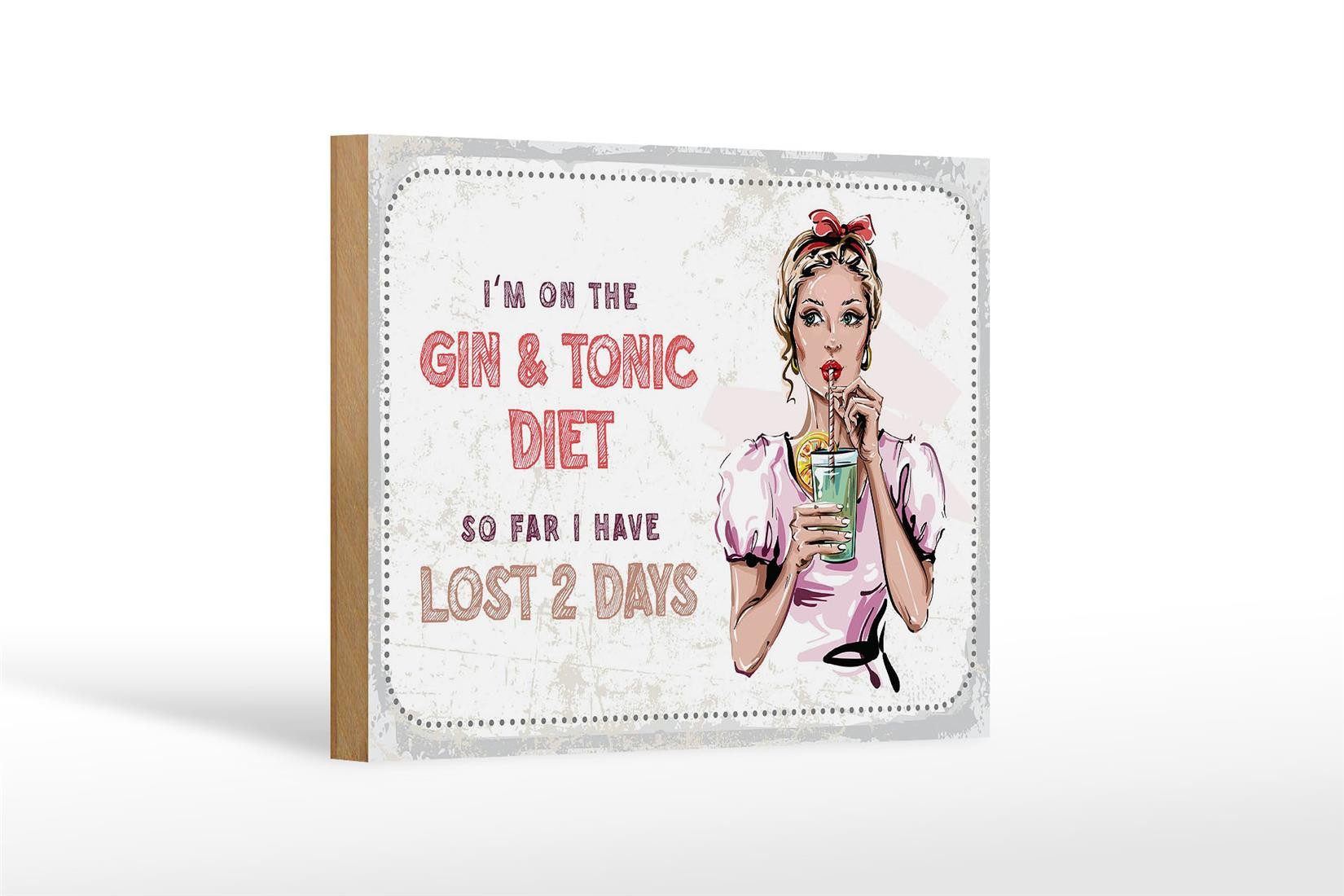 Holzbild Spruch I`m on the Gin & Tonic Diet 18x12 cm