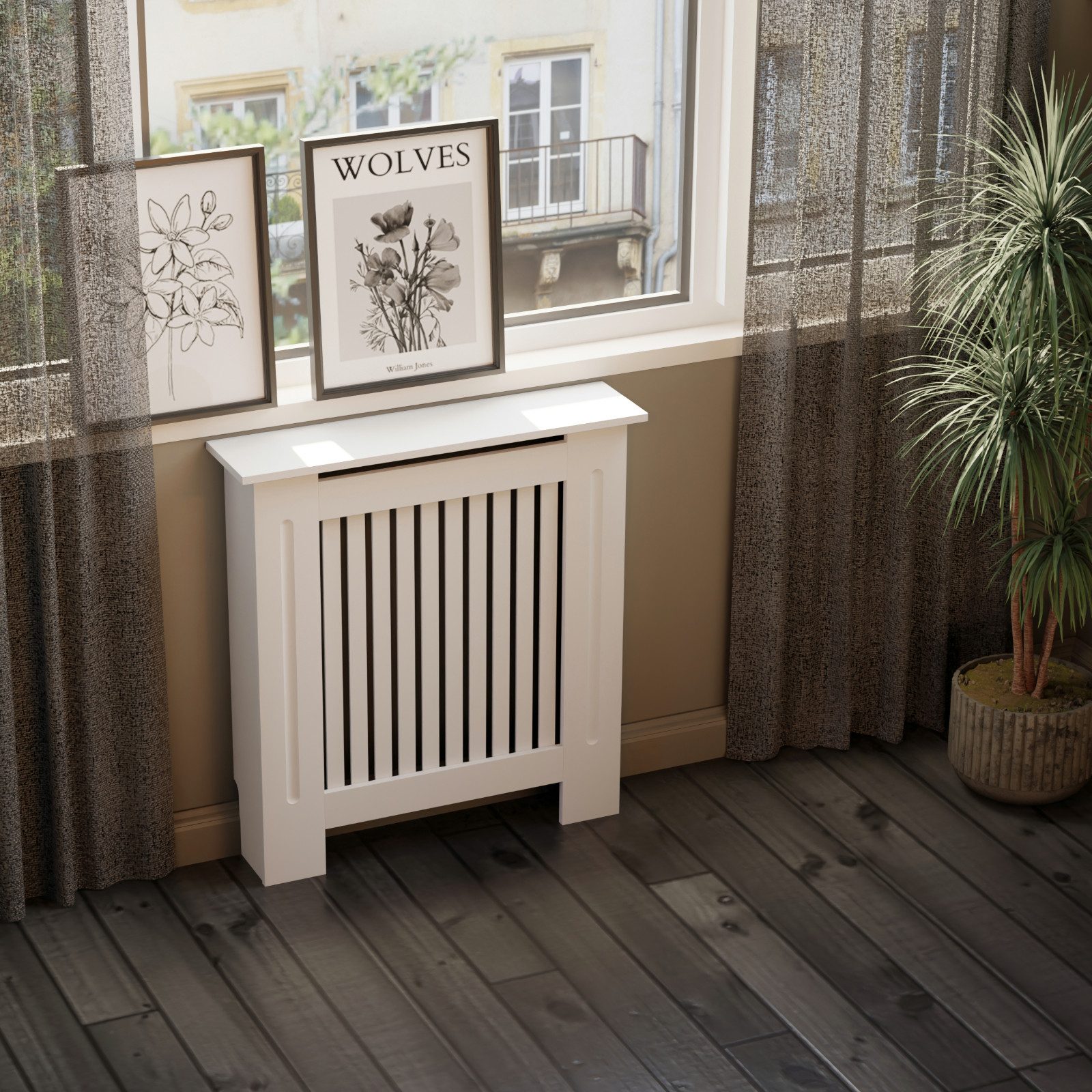 HAGO Heizungsverkleidung Heizungsabdeckung Holz 78x19x82cm Weiß Landhaus Re günstig online kaufen