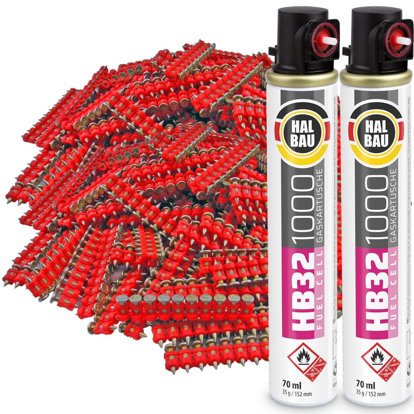 ConToo Nagel Gaskartusche HB32 x 2 St. + Betonnägel 15mm 2000 St HB42