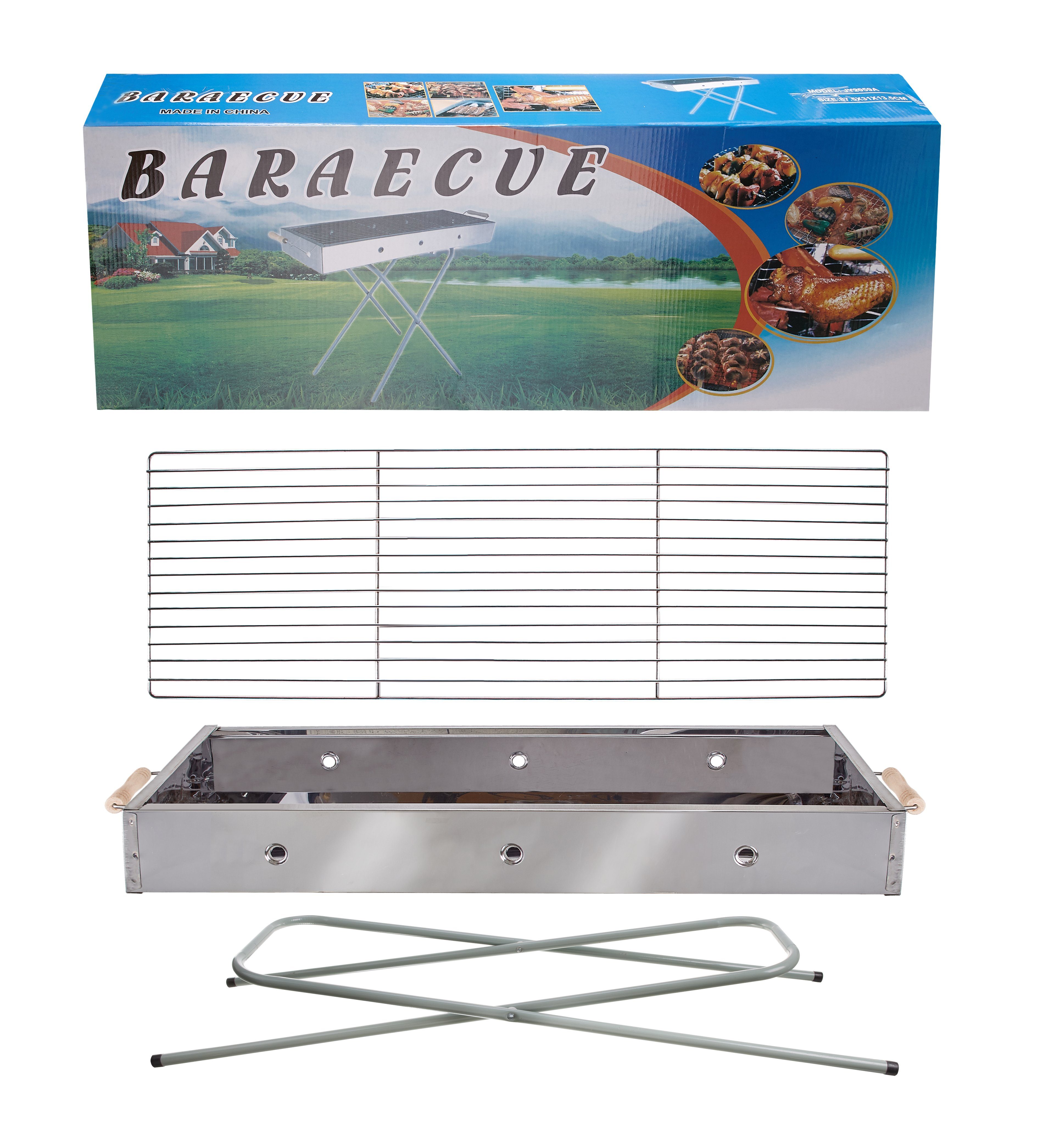 EuroStock Holzkohlegrill freistehender Edelstahl Barbecue Grill