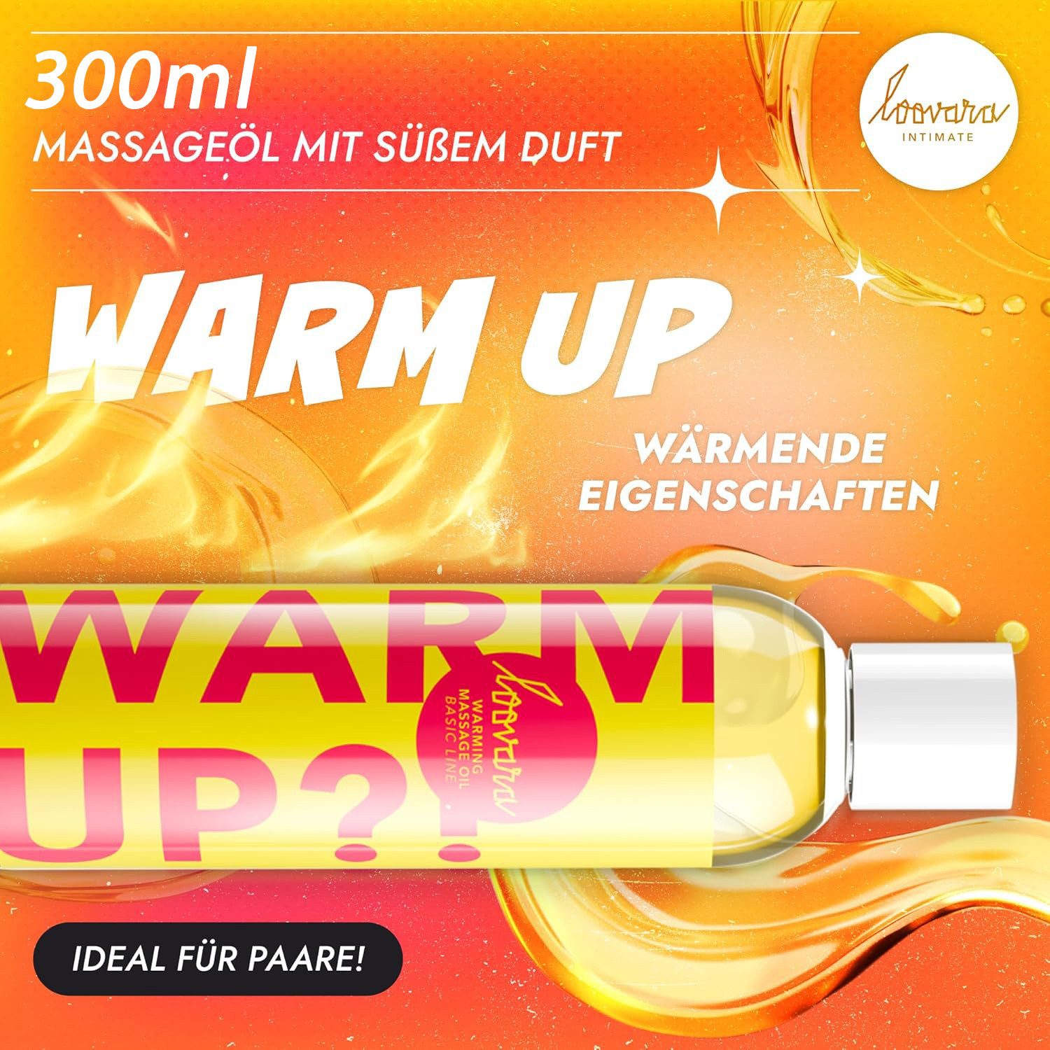 Loovara Gleit- & Massageöl LOOVARA Massageöl Warm Up?! 300ml, Sinnliches Massageöl mit sanftem Wärme-Effekt