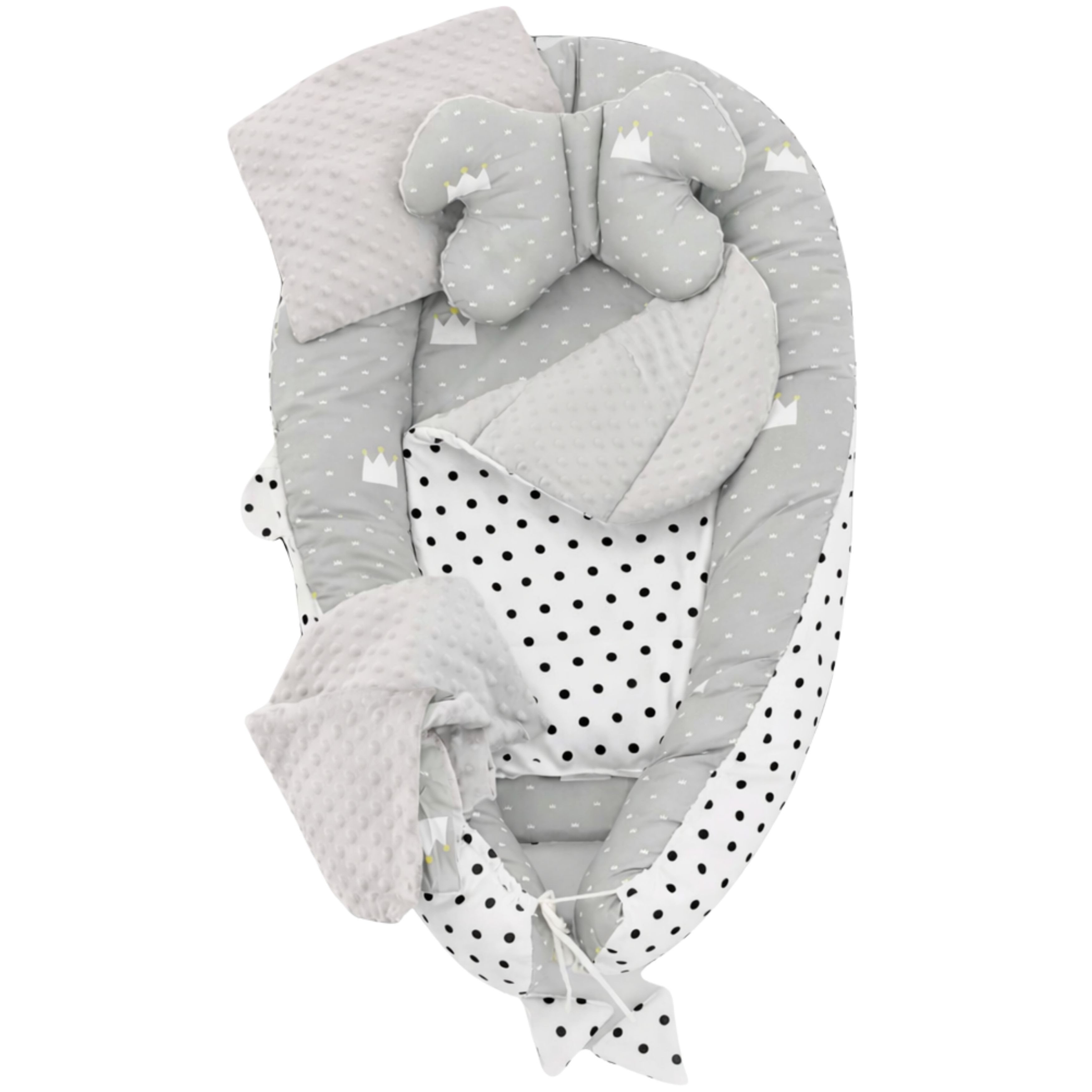 SKY & ZEN Kuschelnest für Neugeborene – Baby Nestchen Set, tragbares Babynest mit Tragegriff, (Set), 5 Teile