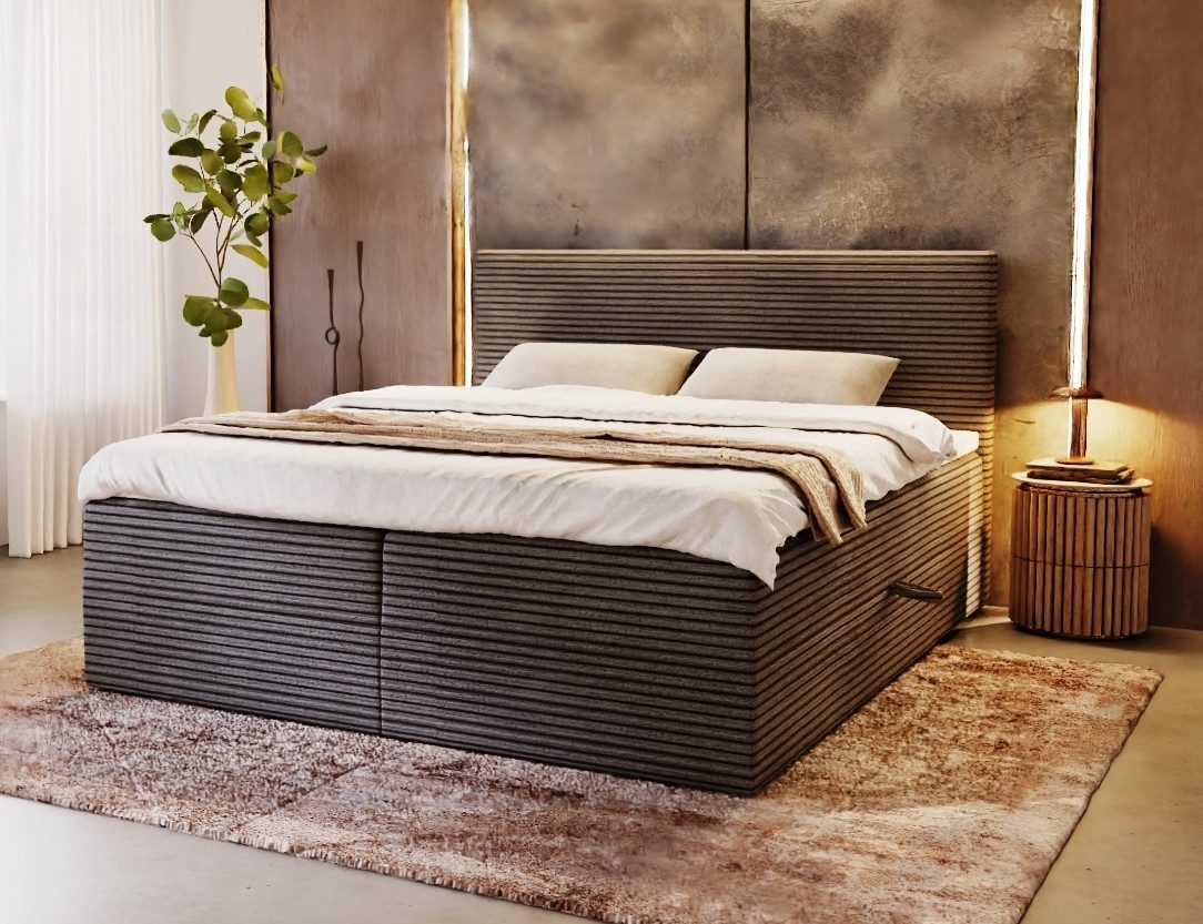 B&B Home Boxspringbett Boxbett Tilia (H3 Matratze Bonellfederung, Kopfteil, Bettkasten und Topper)