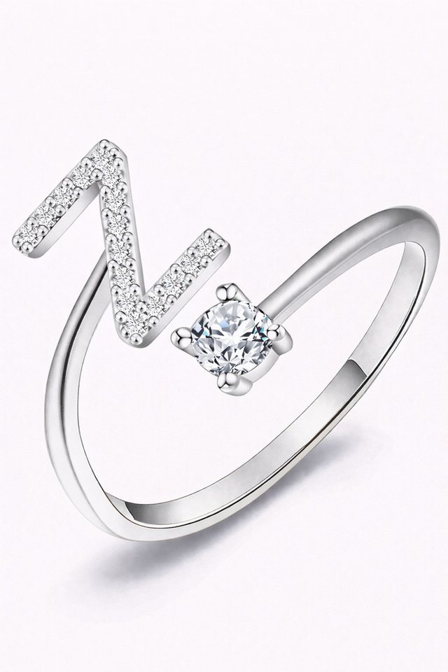 S&T Design Fingerring Buchstaben Ring Damen 14K Gold Vergoldet Silber Verstellbar Wasserfest (Goldring Geschenke für Frauen Freundin Mädchen Schmuck, 1-tlg., Buchstabenring), Damenring langlebigem Edelstahl Verstellbare Größe 50 - 60 Modeschmuck