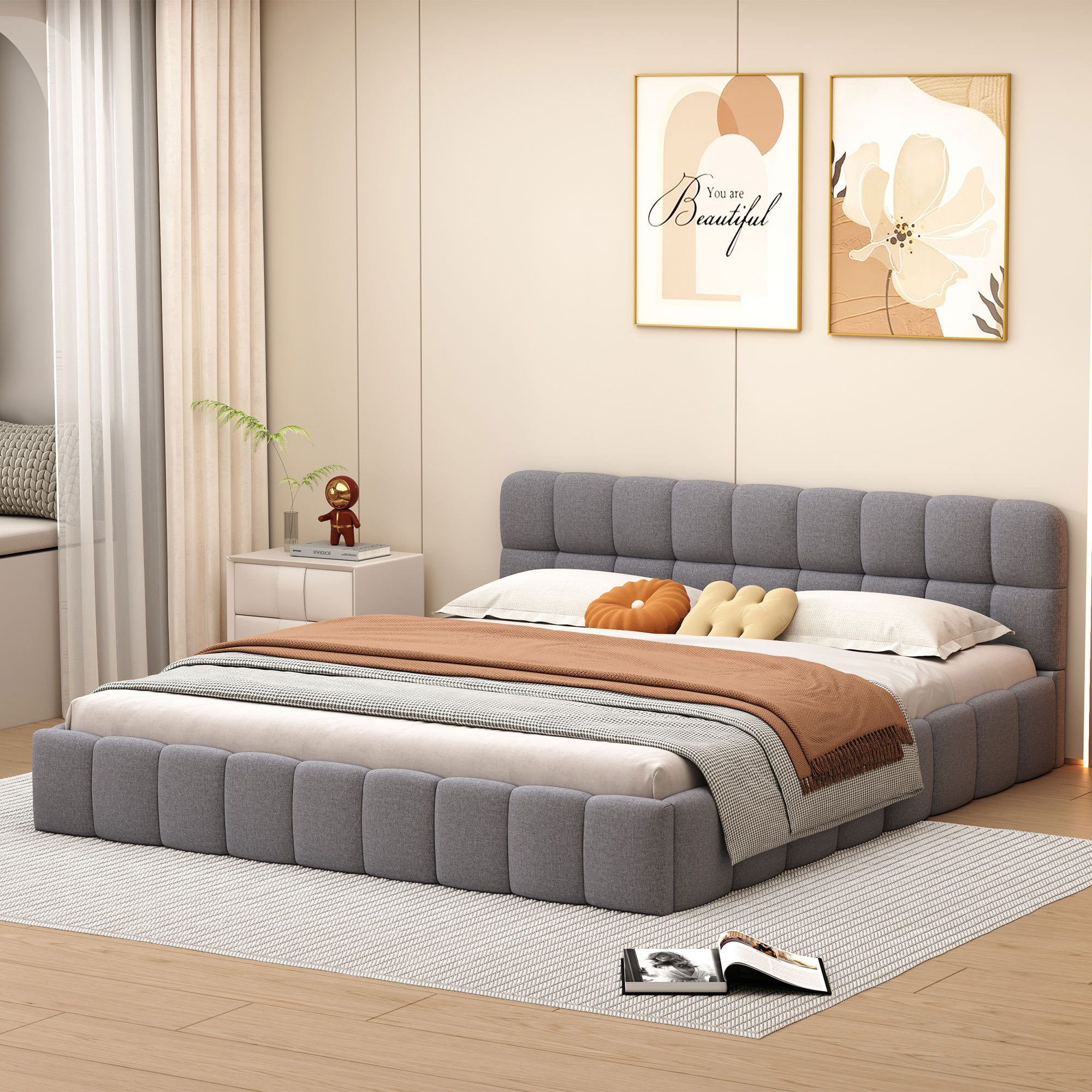 PXloue Polsterbett Doppelbett Jugendbett (ohne Matratze), günstig online kaufen