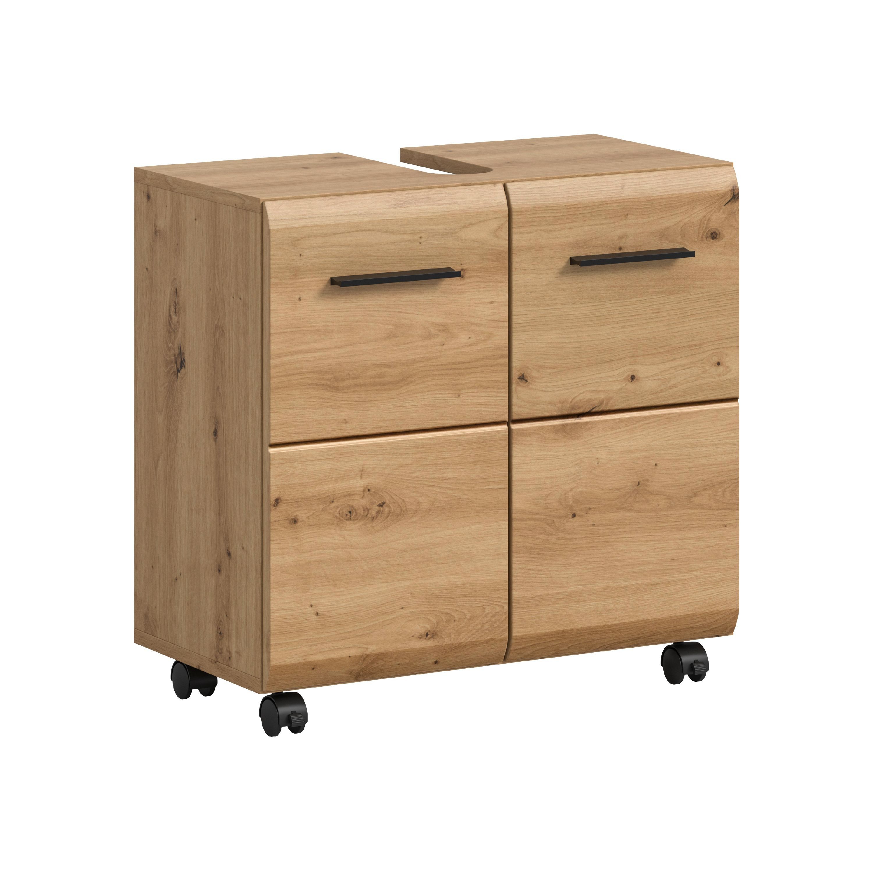 xonox.home Waschbeckenunterschrank auf Rollen in Artisan Oak Nachbildung B/H/T: 60x58x30 cm
