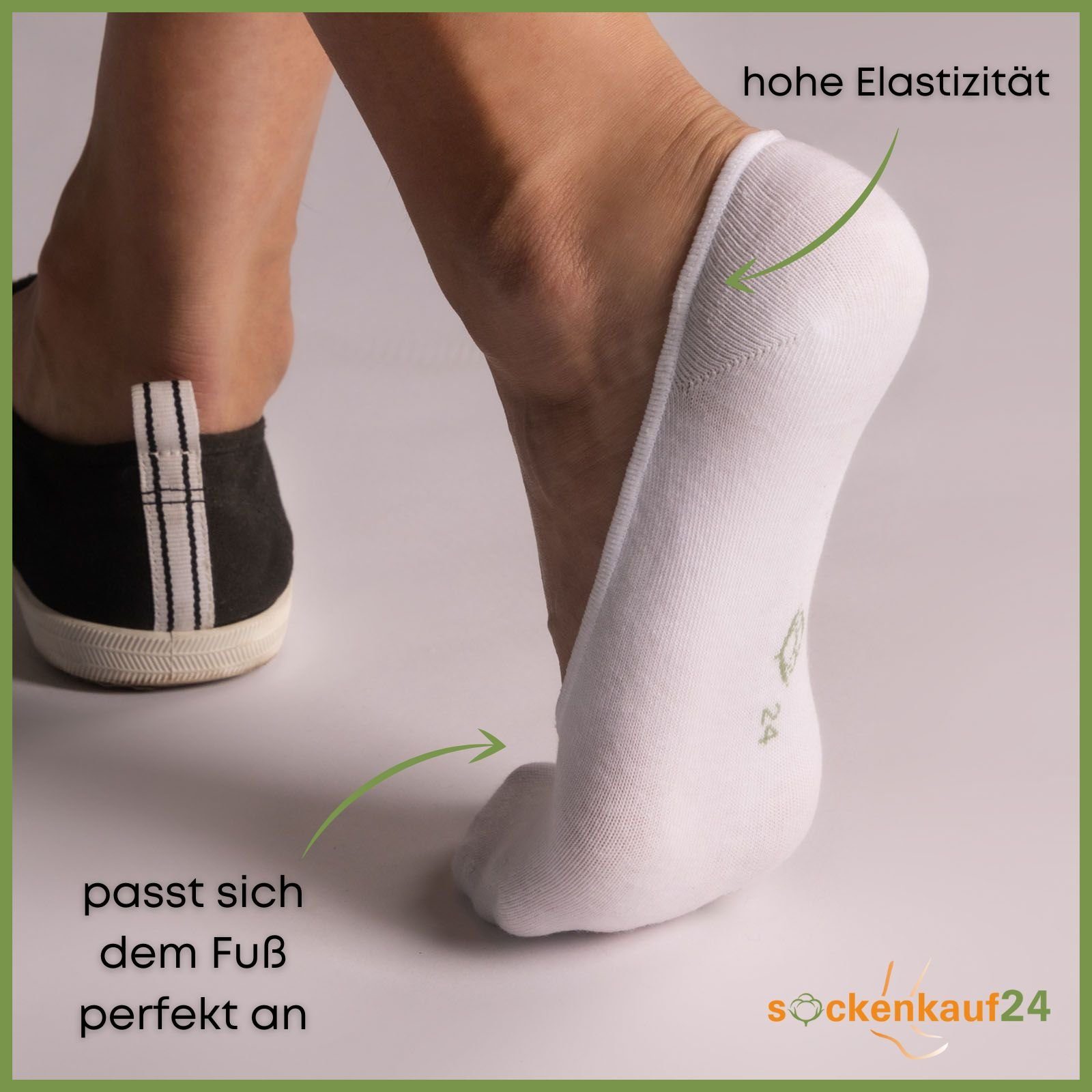 Füßlinge Schwarz sockenkauf24 39960 Weiß Baumwolle Socken 6 - Ballerina Sneakersocken "Low (Schwarz, 39-42) Cut" Beige WP Paar