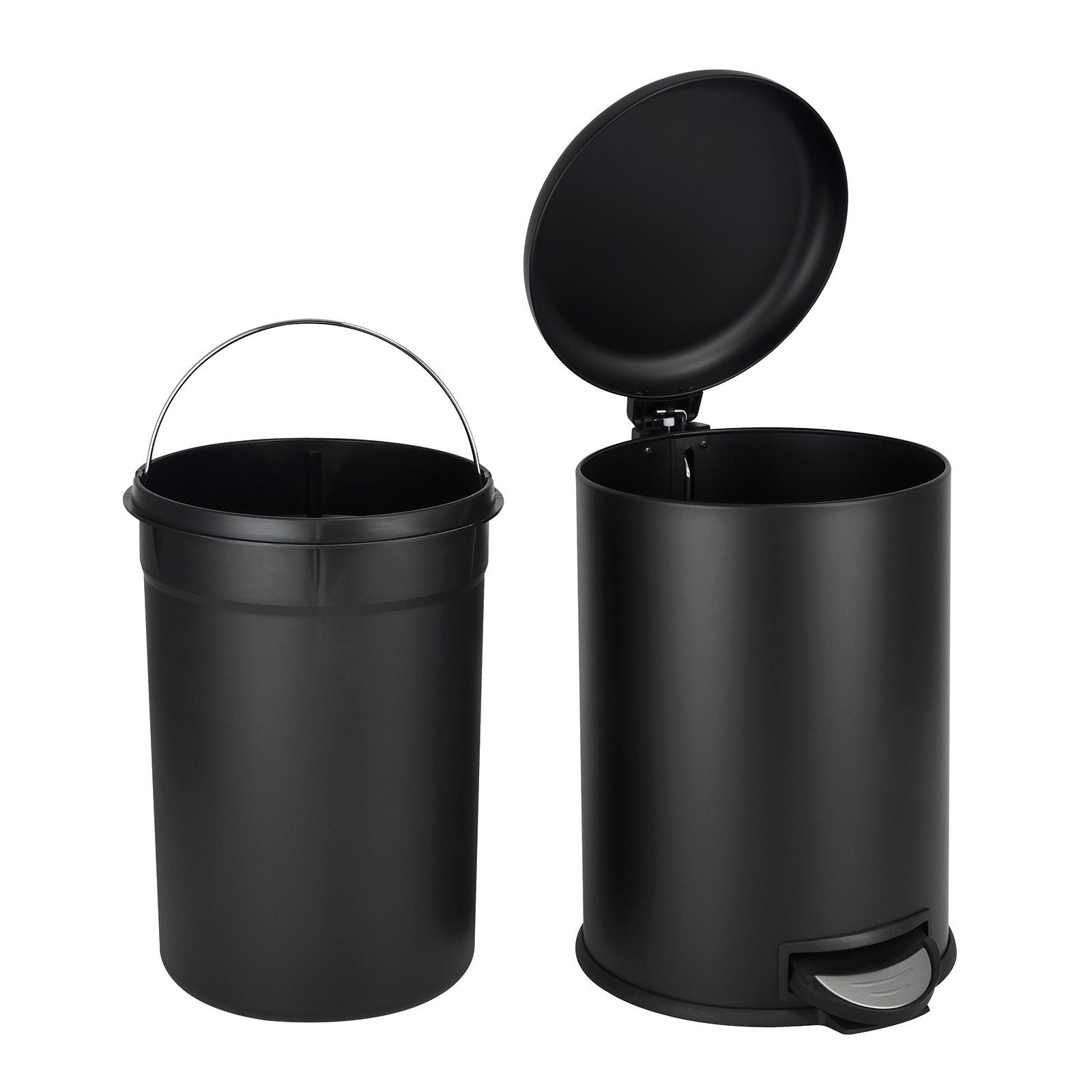 SVITA Мусорные урны, Мусорные ведра с педалью, Küchen-Eimer, 20L, Pulverbeschichteter Stahl, Schwarz