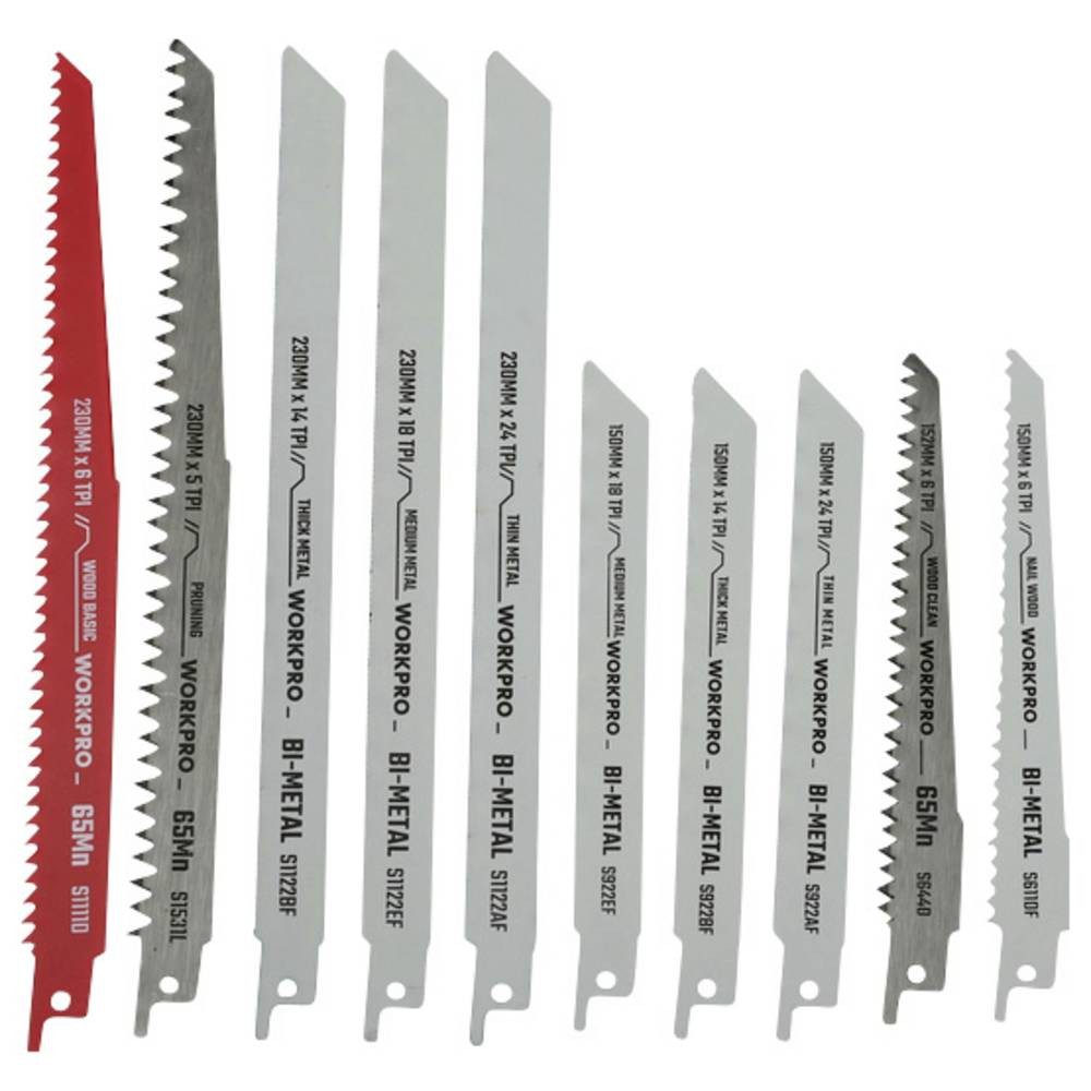 WorkPro Säbelsägeblatt WP404132 Säbelsägeblatt-Set Sägeblatt-Länge 230 mm 10 St.