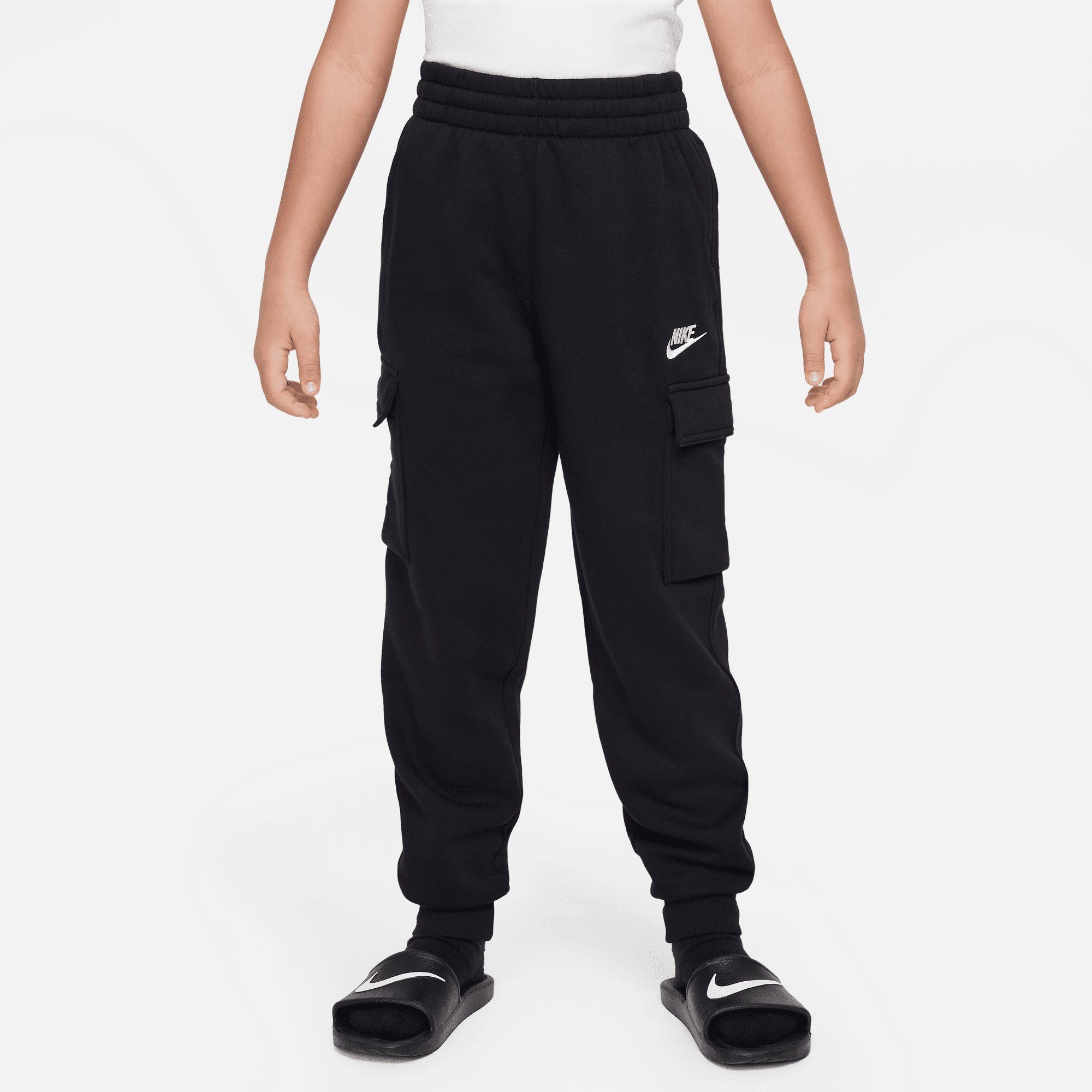 Nike Sportswear Jogginghose CLUB FLEECE BIG KIDS' CARGO PANTS BLACK/BLACK/WHITE