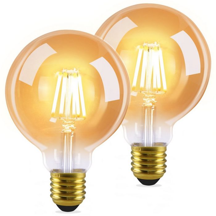 ZMH Edison LED Vintage Glühbirne - G80 2700K LED-Leuchtmittel E27 2 St. warmweiß Filament Retro Glas Birne Energiesparlampe