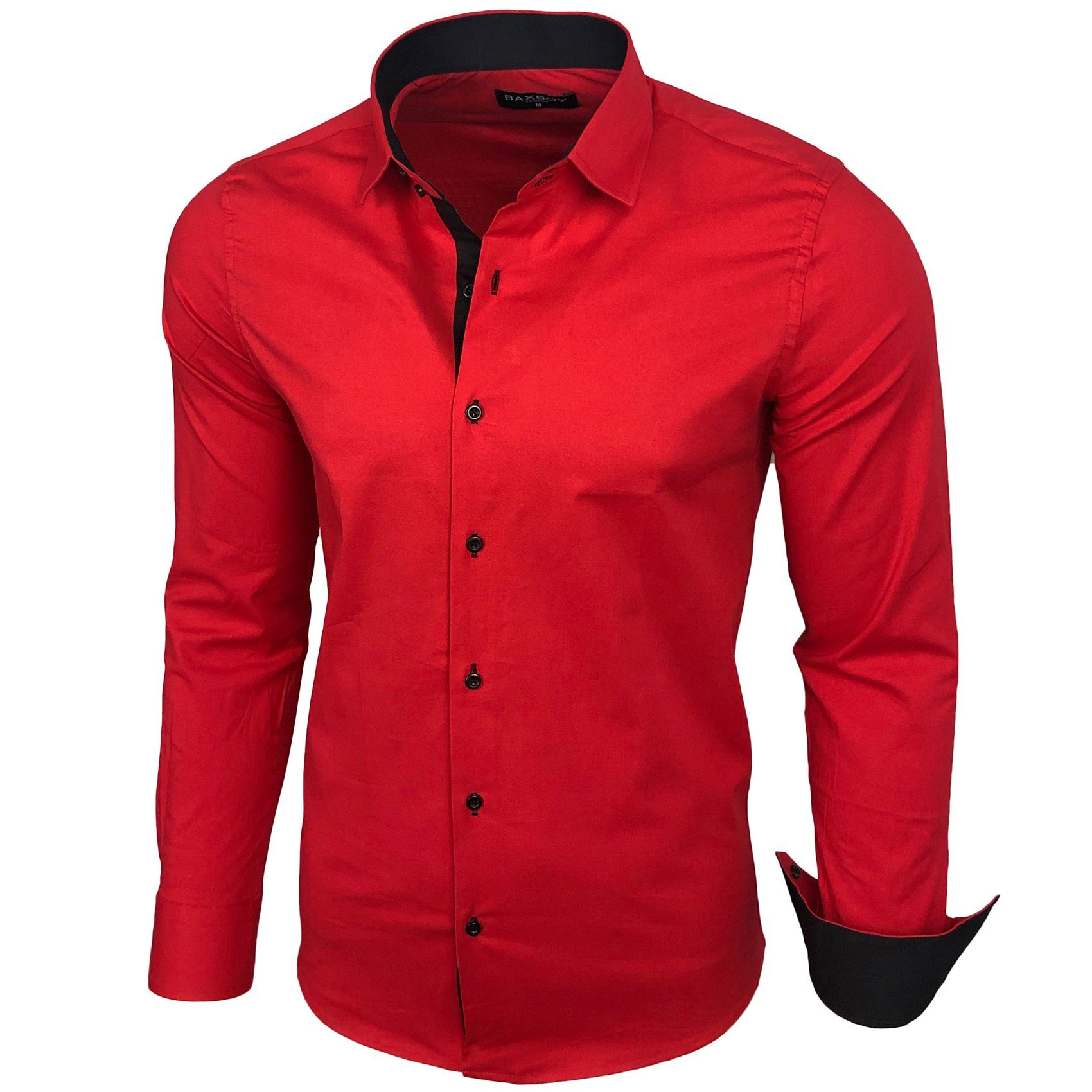 Baxboy Langarmhemd Baxboy Herren Kontrast Hemden Business Freizeit modernes Hemd B-500