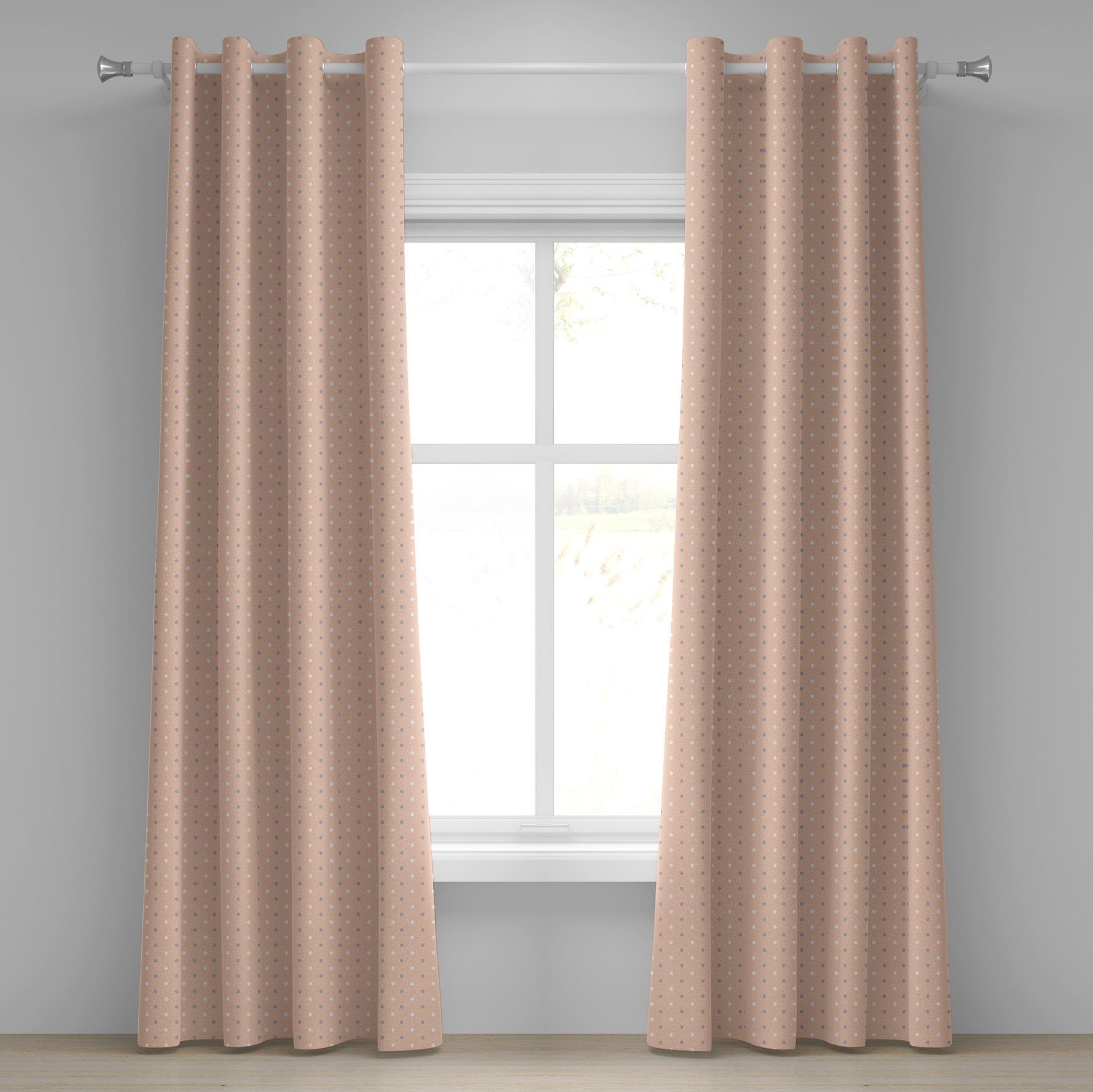 Gardine Dekorative 2-Panel-Fenstervorhänge für Schlafzimmer Wohnzimmer, Abakuhaus, Rosa Retro Vintage Lilac Dots