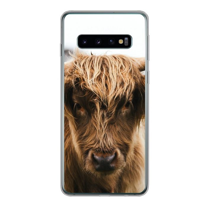 MuchoWow Handyhülle Schottischer Highlander - Kuh - Gras - Tiere - Natur Phone Case Handyhülle Samsung Galaxy S10 Silikon Schutzhülle