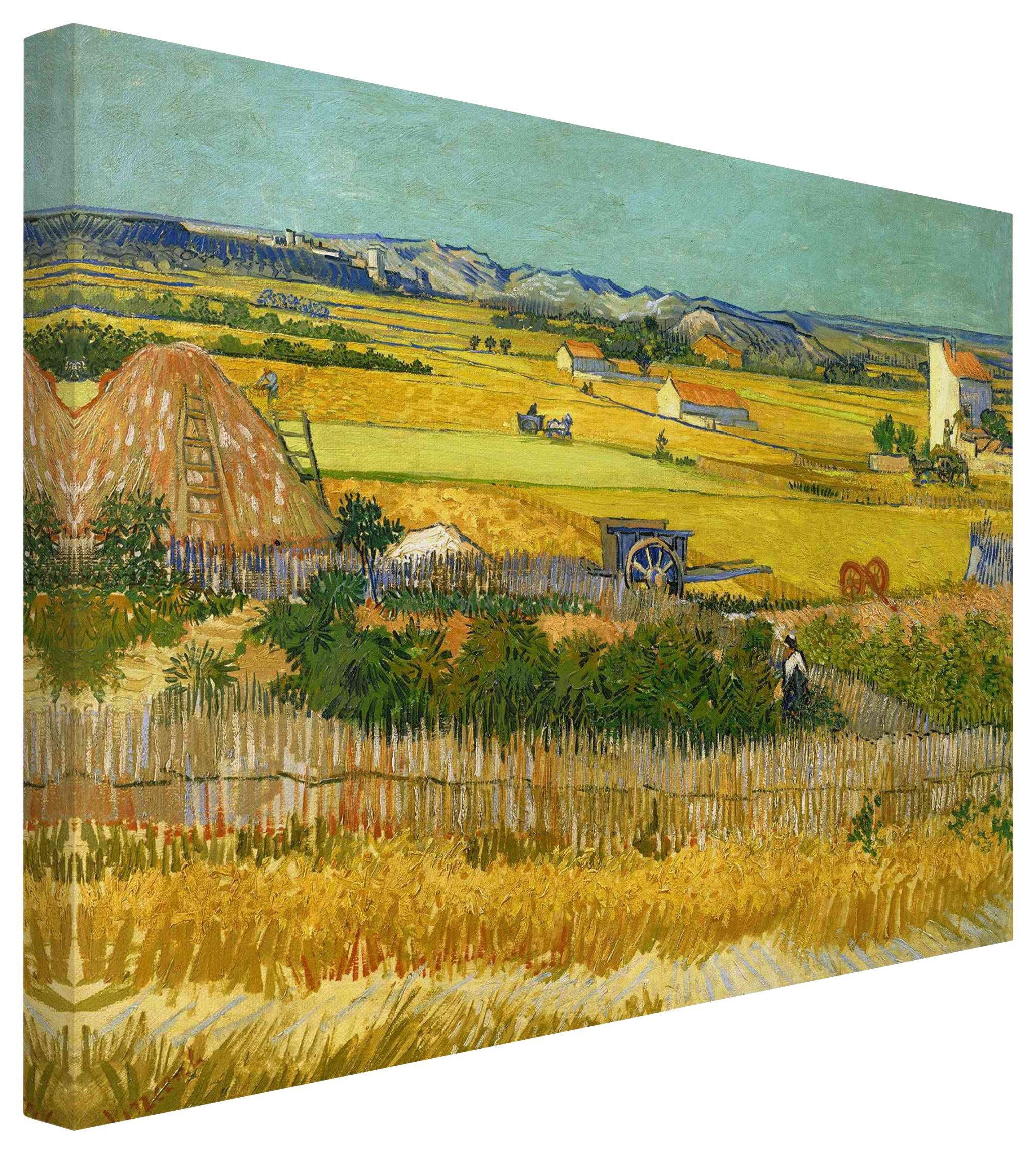 Bilderdepot24 Leinwandbild Kunstdruck Vincent van Gogh Die Ernte gelb Bild auf Leinwand Groß XXL, Wohnzimmer Schlafzimmer Küche Flur Wandbild Kunstkopie Wanddeko Druck