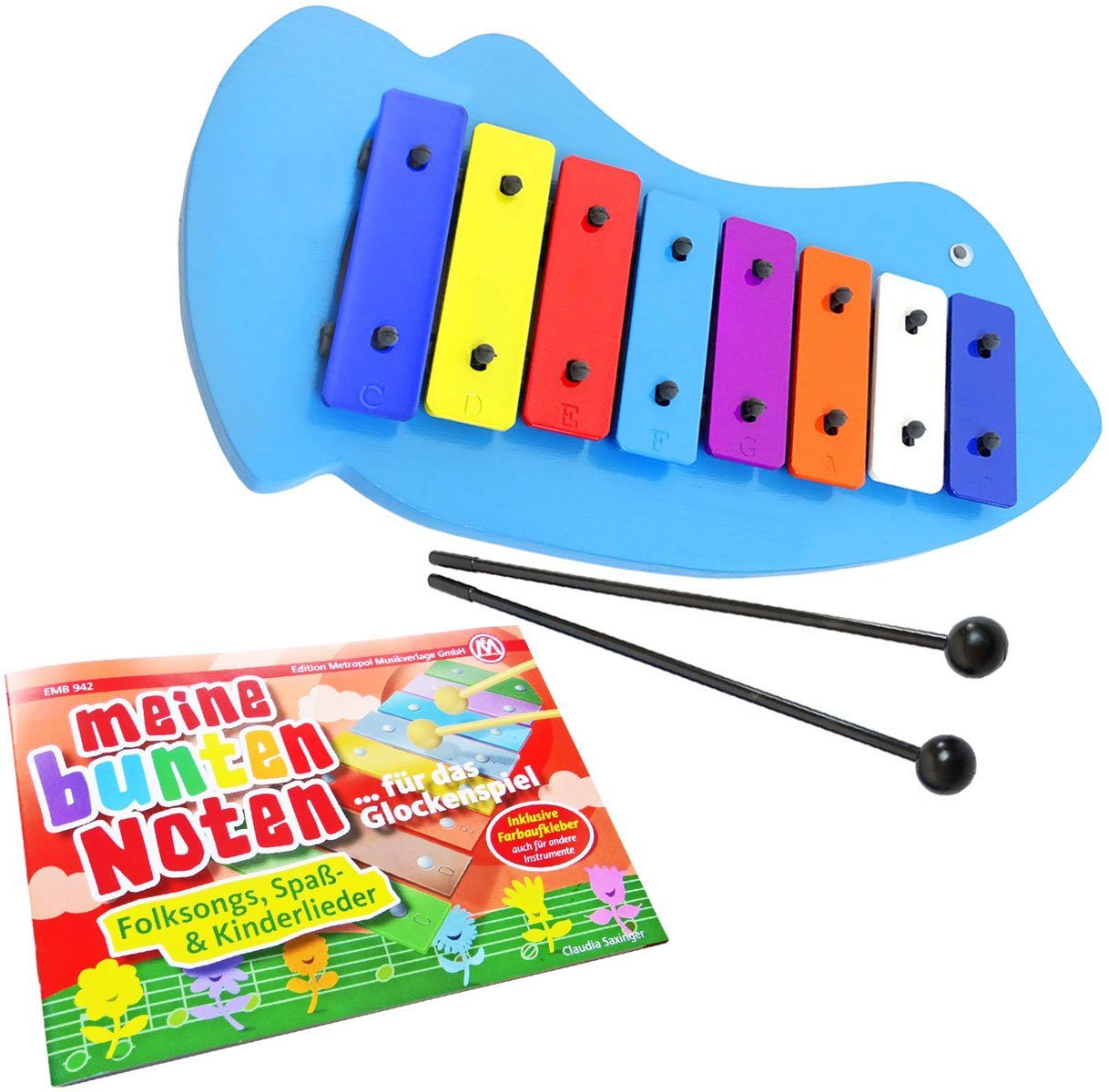 keepdrum Glockenspiel keepdrum Fisch Glockenspiel mit Notenheft
