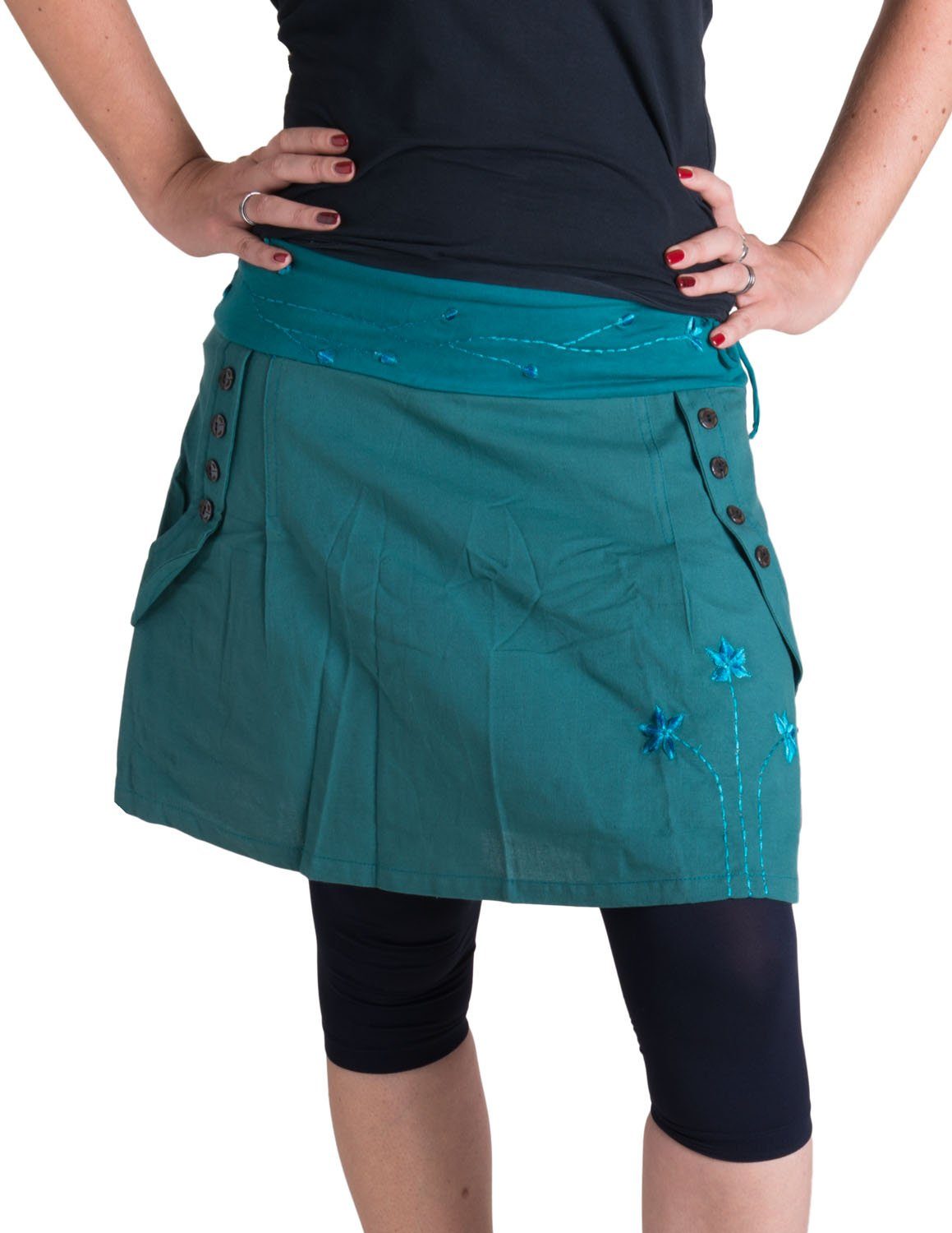 Vishes Minirock Bestickter Baumwollrock mit Blumen günstig online kaufen
