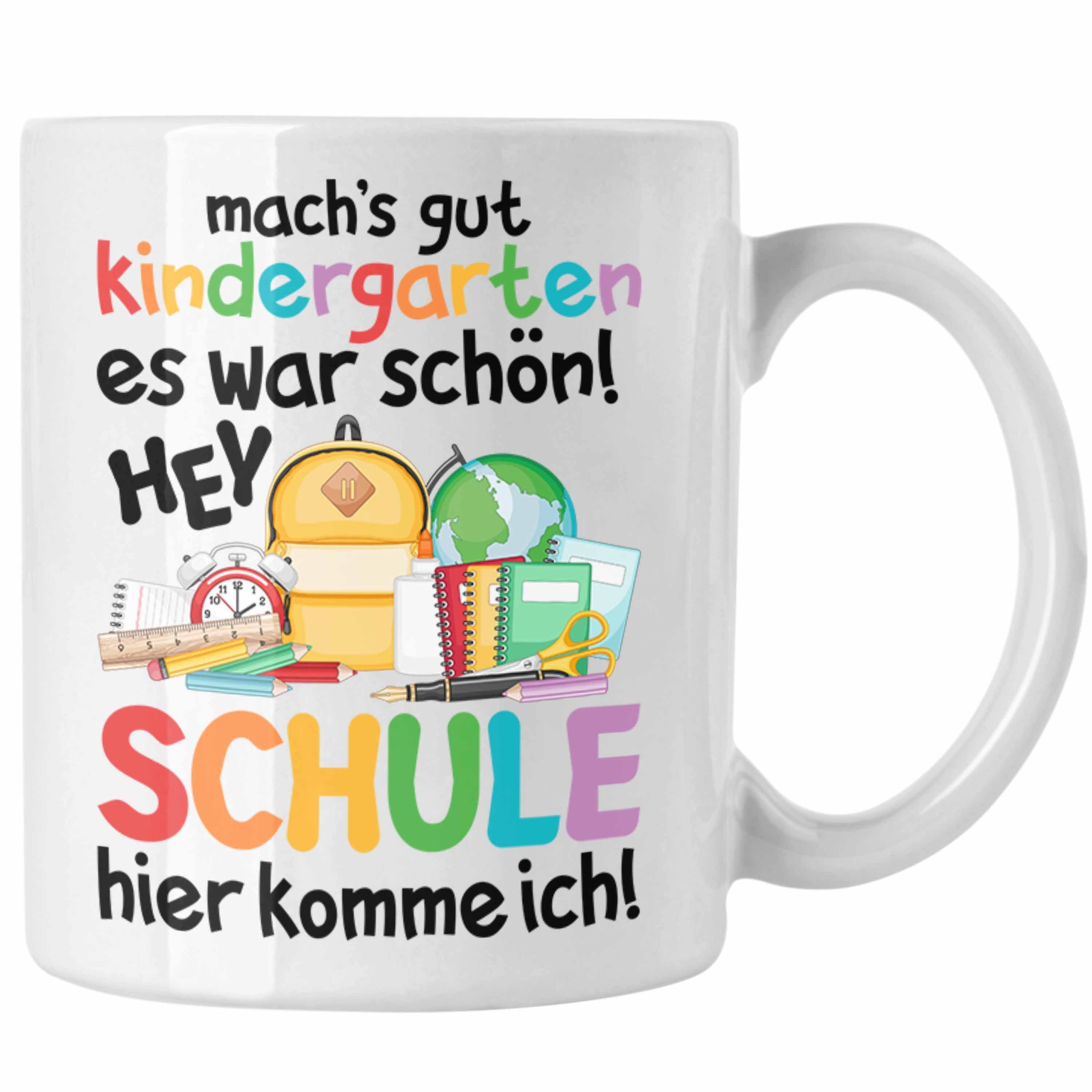 Schulkind Geschenkidee Trendation Einschulung Schultag - Tasse Erster Junge 2022 Trendation Schulstart Mädchen Schuleinführung Schultüte Weiss Tasse Schulanfang Geschenk