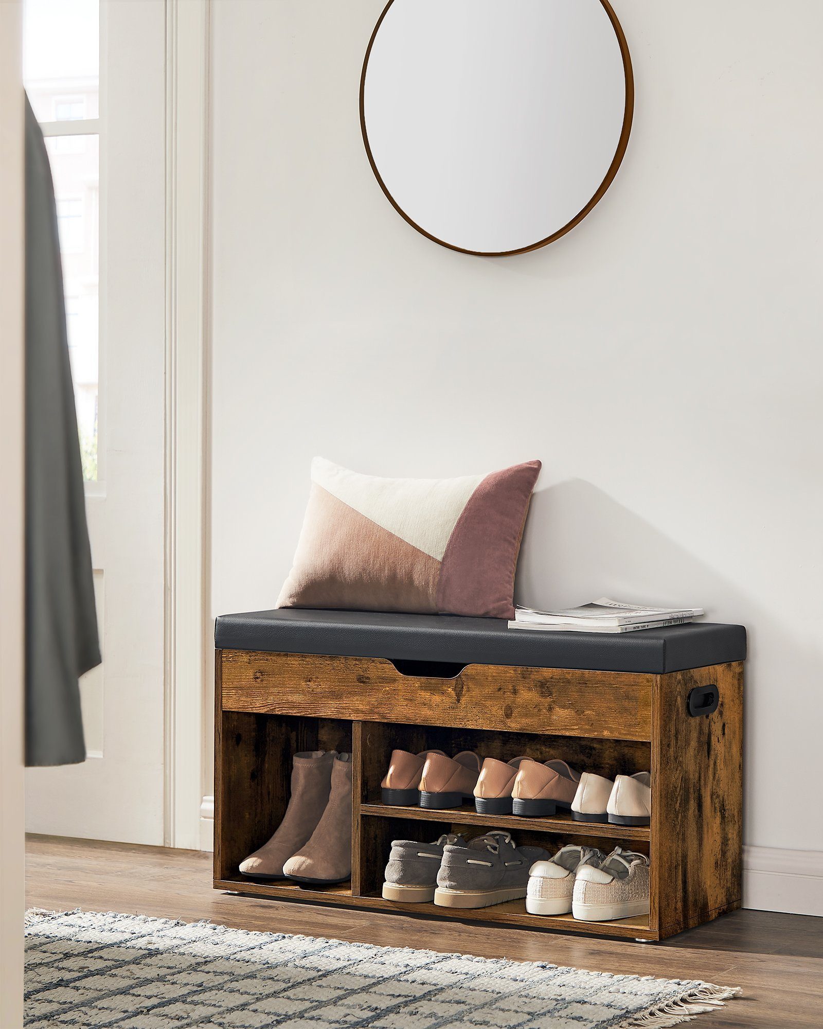 VASAGLE Schuhbank, mit Sitzfläche, Sitzbank mit Stauraum, gepolstert, 30 x günstig online kaufen